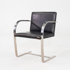 1960s Set of Eight Mies van der Rohe Stainless Steel Flat Bar Brno Chairs