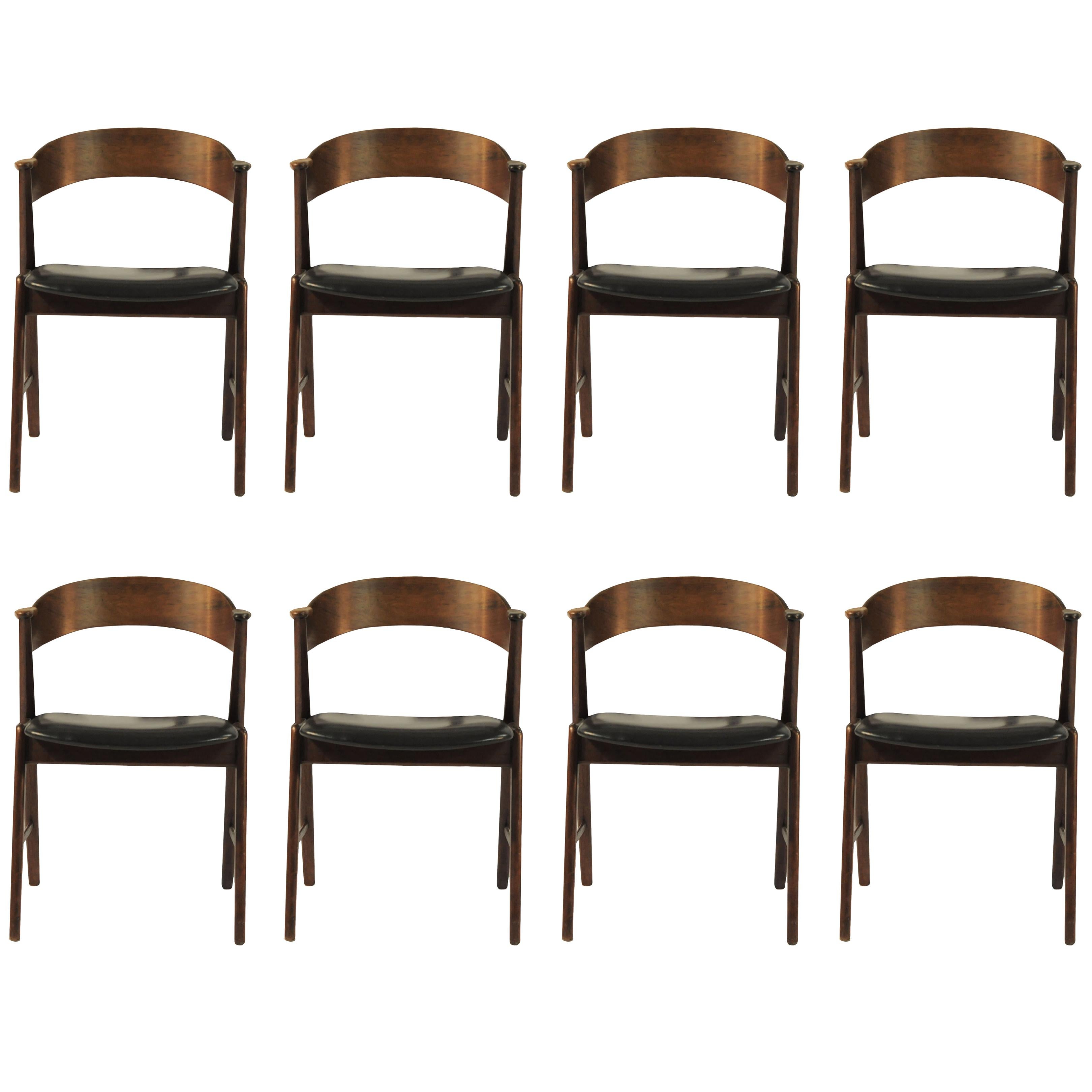 1960s Set of Eight Rosewood Dining Chairs Known as Model 32