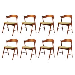 1960s Set of Eight Teak Dining Chairs Known as Model 32, Custom Upholstery