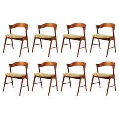 1960s Set of Eight Teak Dining Chairs Known as Model 32, Custom Upholstery