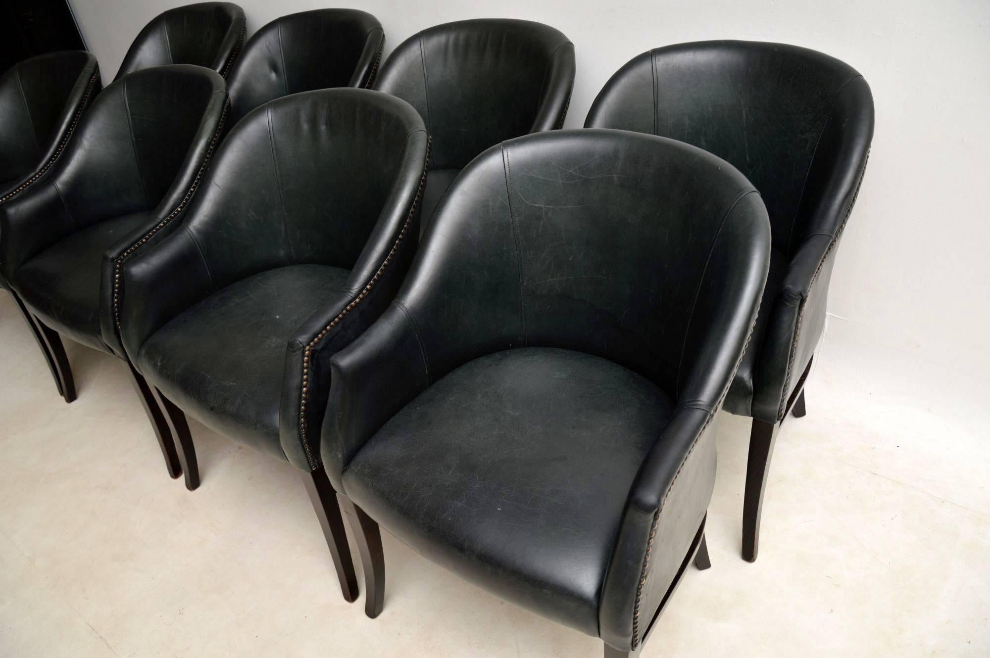 1960s Set of Eight Vintage Leather Dining Chairs 3