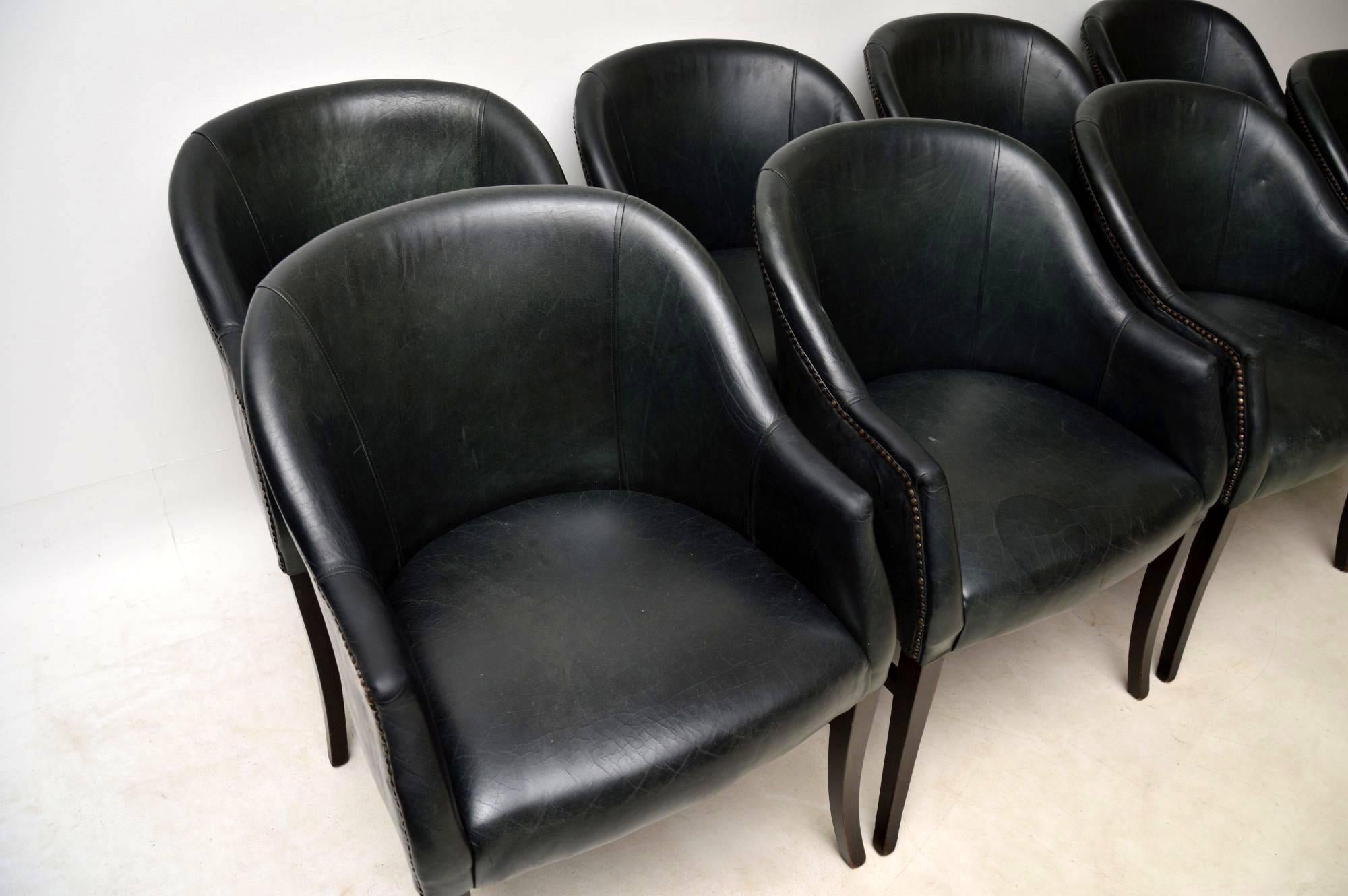 1960s Set of Eight Vintage Leather Dining Chairs 4
