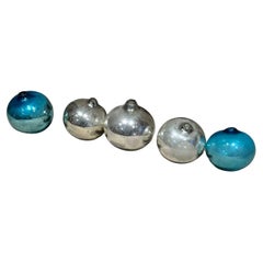 Vintage 1960s Set of Five Hand Blown Mercury Glass Gazing Spheres Mexico