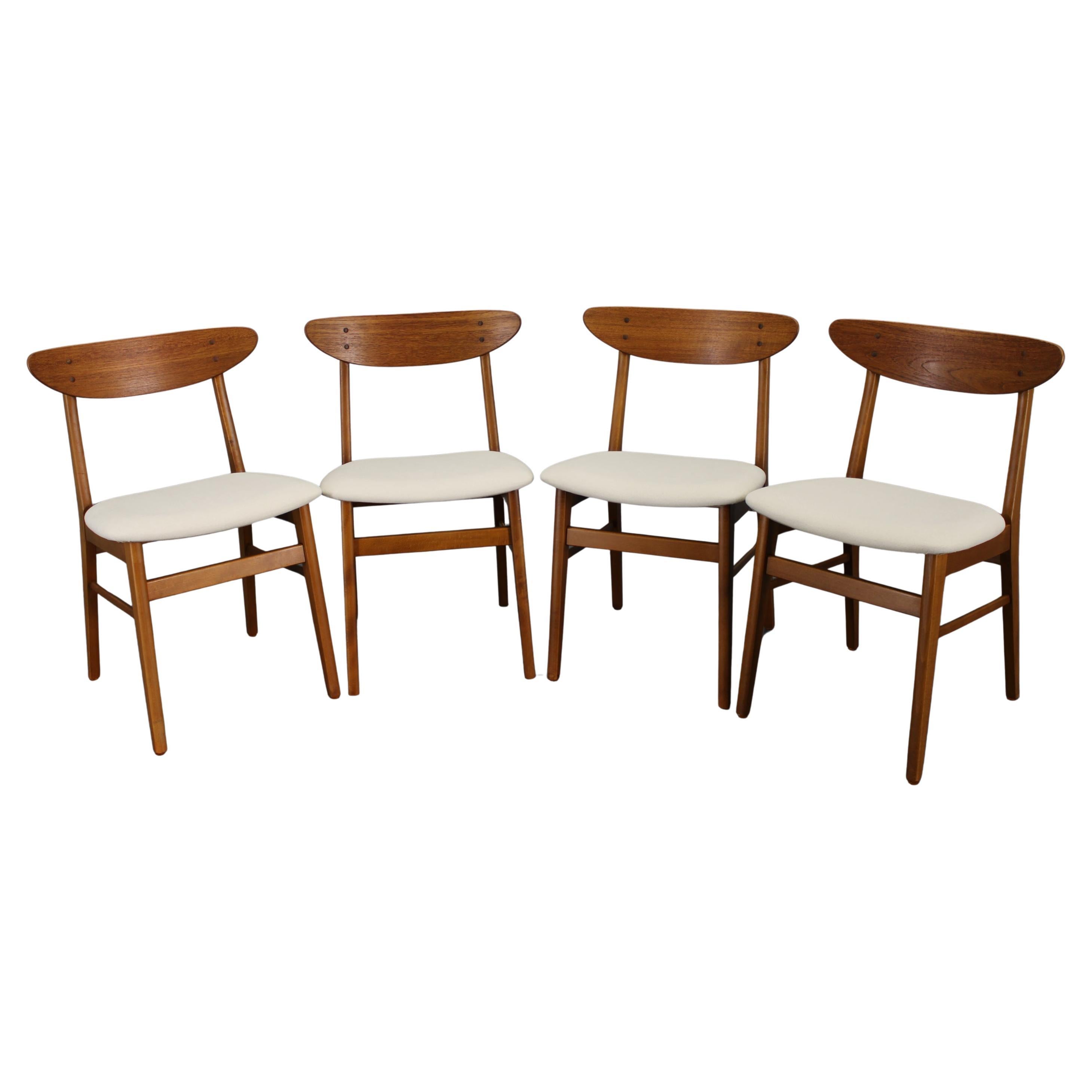 Set di cinque sedie da pranzo in teak restaurate degli anni '60 di Fastrup, Danimarca
