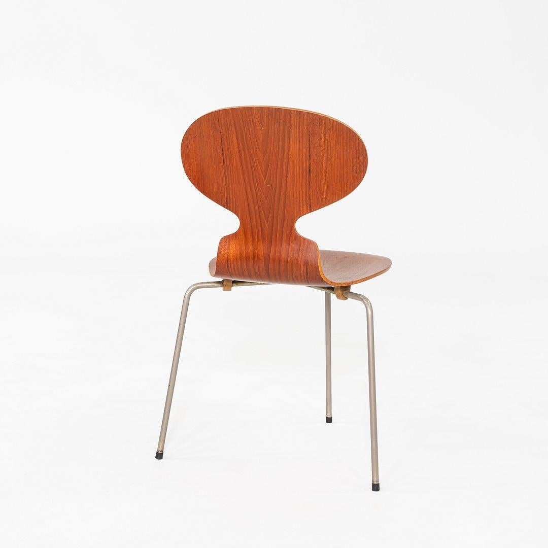 Acier 1960s Set of Four Chairs Arne Jacobsen for Fritz Hansen in Teak (Quatre chaises Fourmi Arne Jacobsen pour Fritz Hansen en teck) en vente
