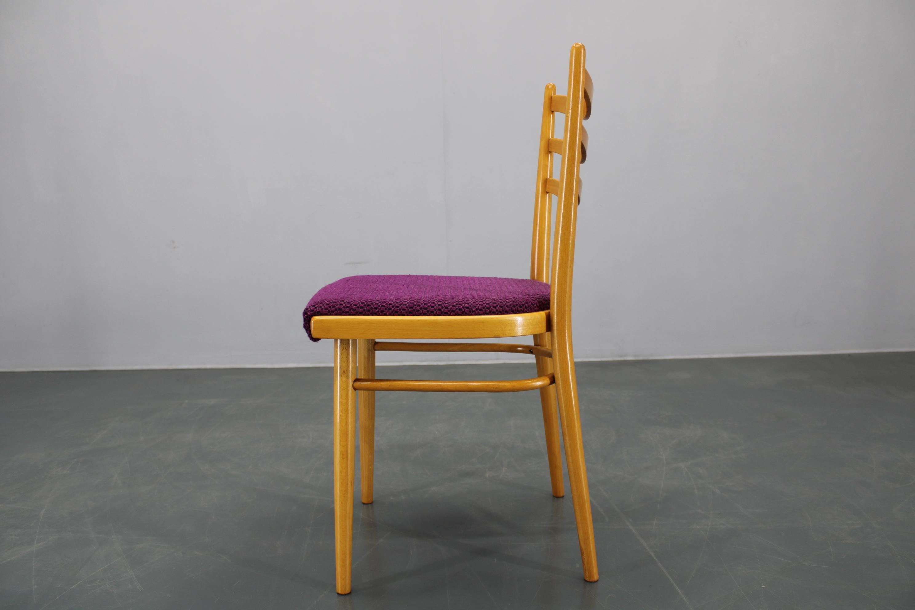 1960s Ensemble de quatre chaises de salle à manger en Beeche, Tchécoslovaquie en vente 6