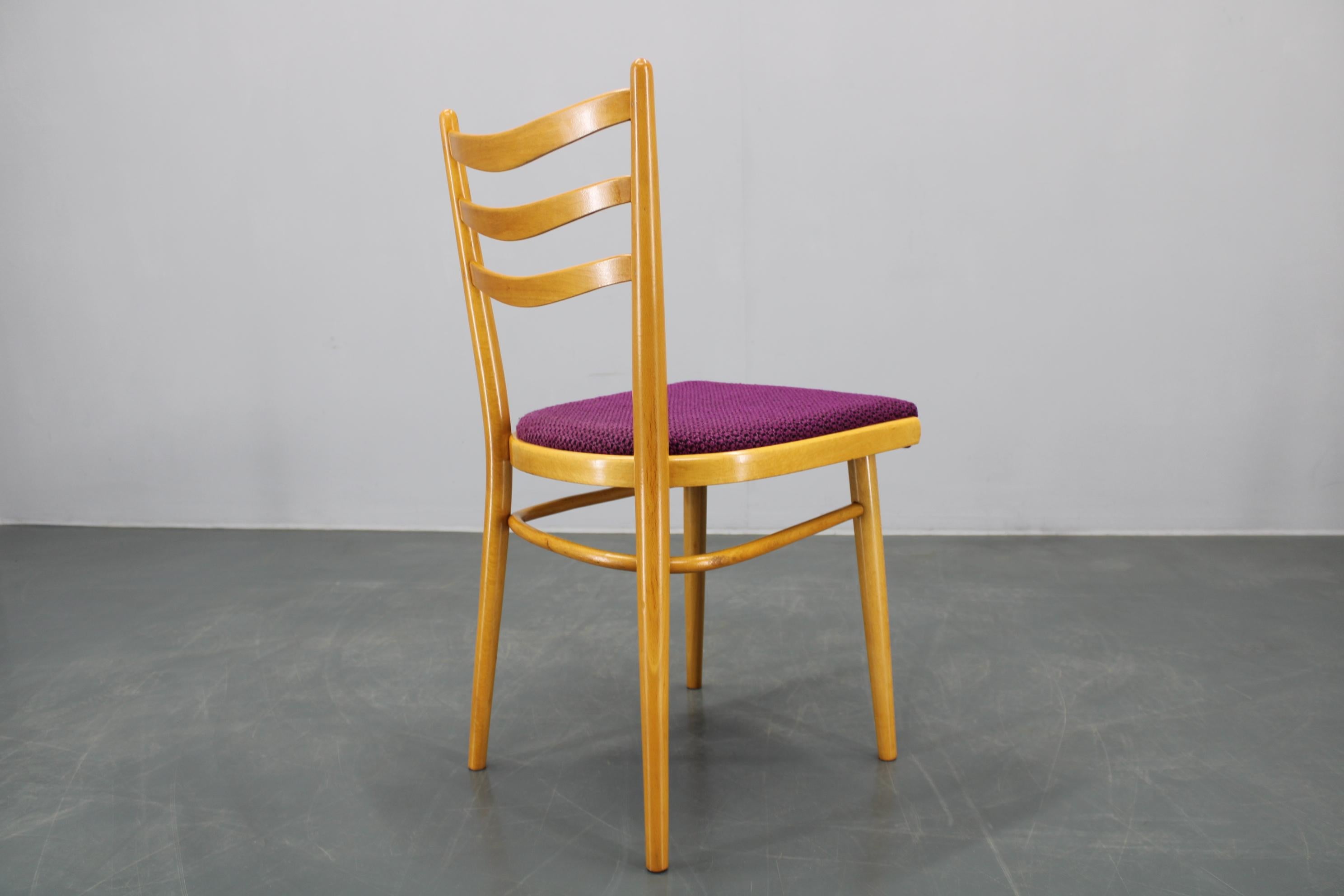 1960s Ensemble de quatre chaises de salle à manger en Beeche, Tchécoslovaquie en vente 9