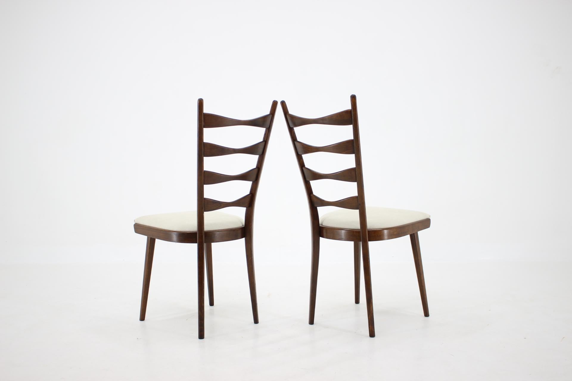 Upholstery 1960s Set of Four Beech Dining Chairs, Czechoslovakia