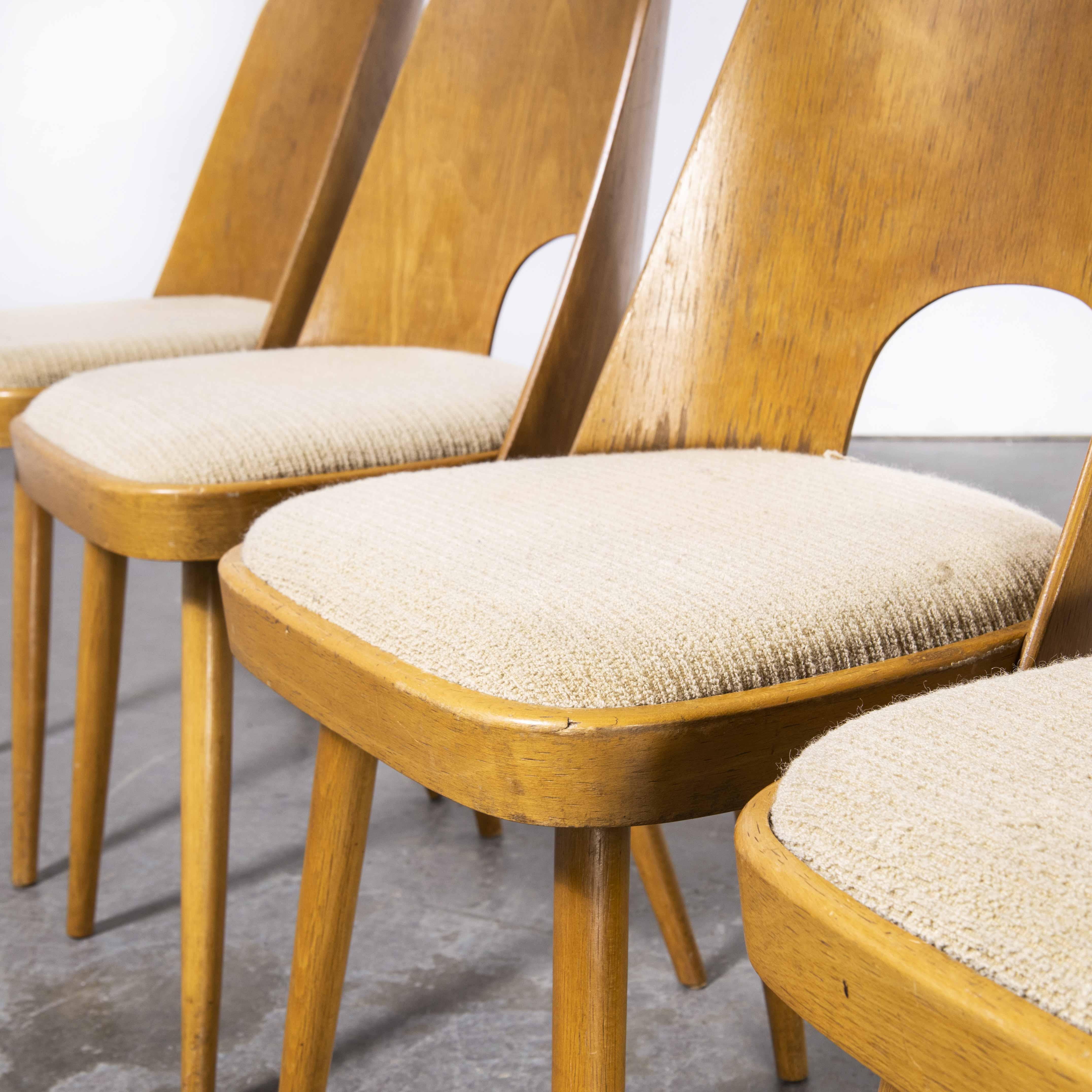 Mid-20th Century 1960's Set of Four Beech Upholstered Dining Chairs, Oswald Haerdtl For Sale
