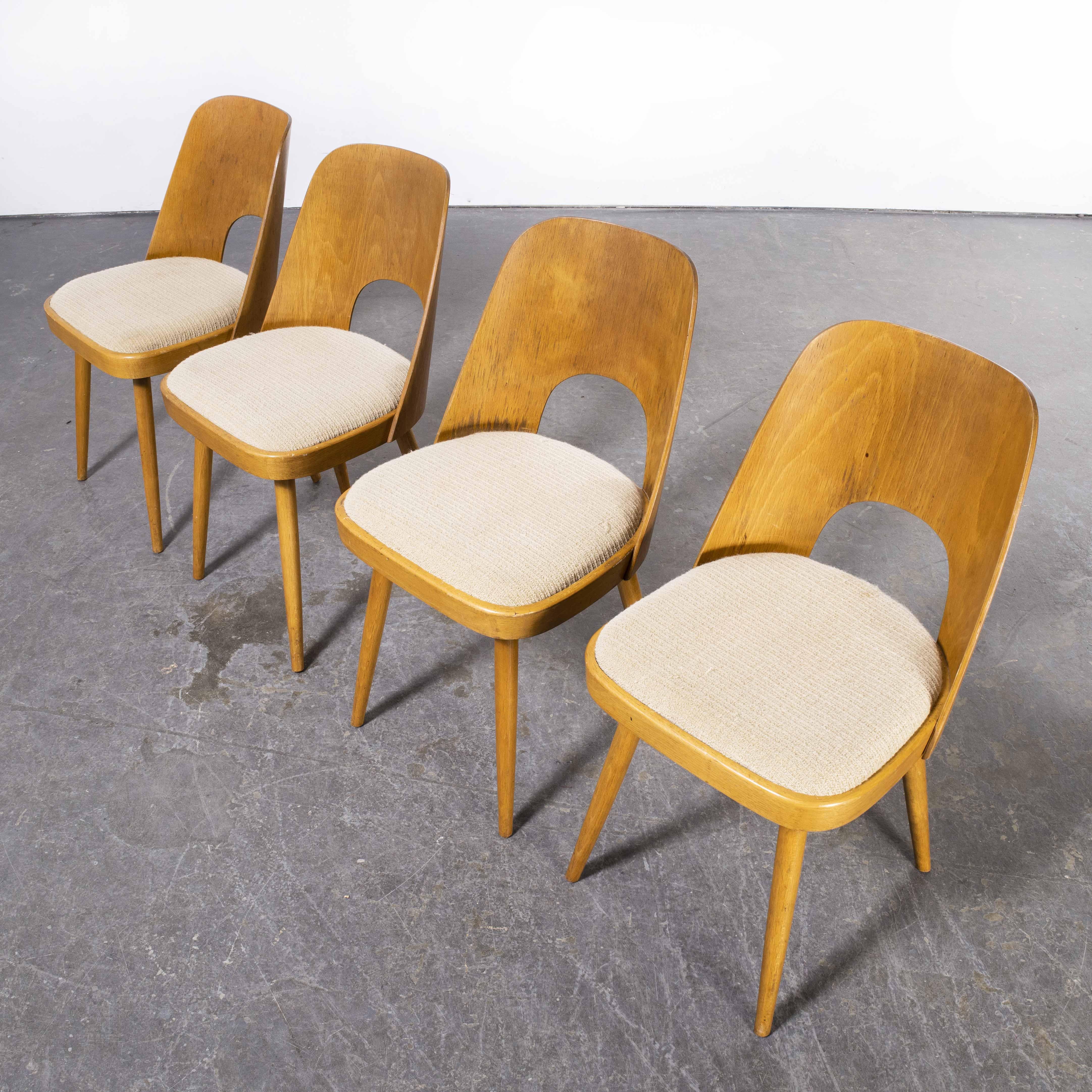 1960's Set of Four Beech Upholstered Dining Chairs, Oswald Haerdtl For Sale 2