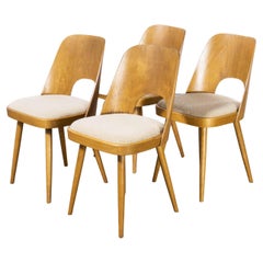 1960's Set of Four Beech Upholstered Dining Chairs, Oswald Haerdtl