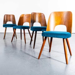 1960's Set Of Four Blue Upholstered Dining Chairs - Oswald Haerdtl