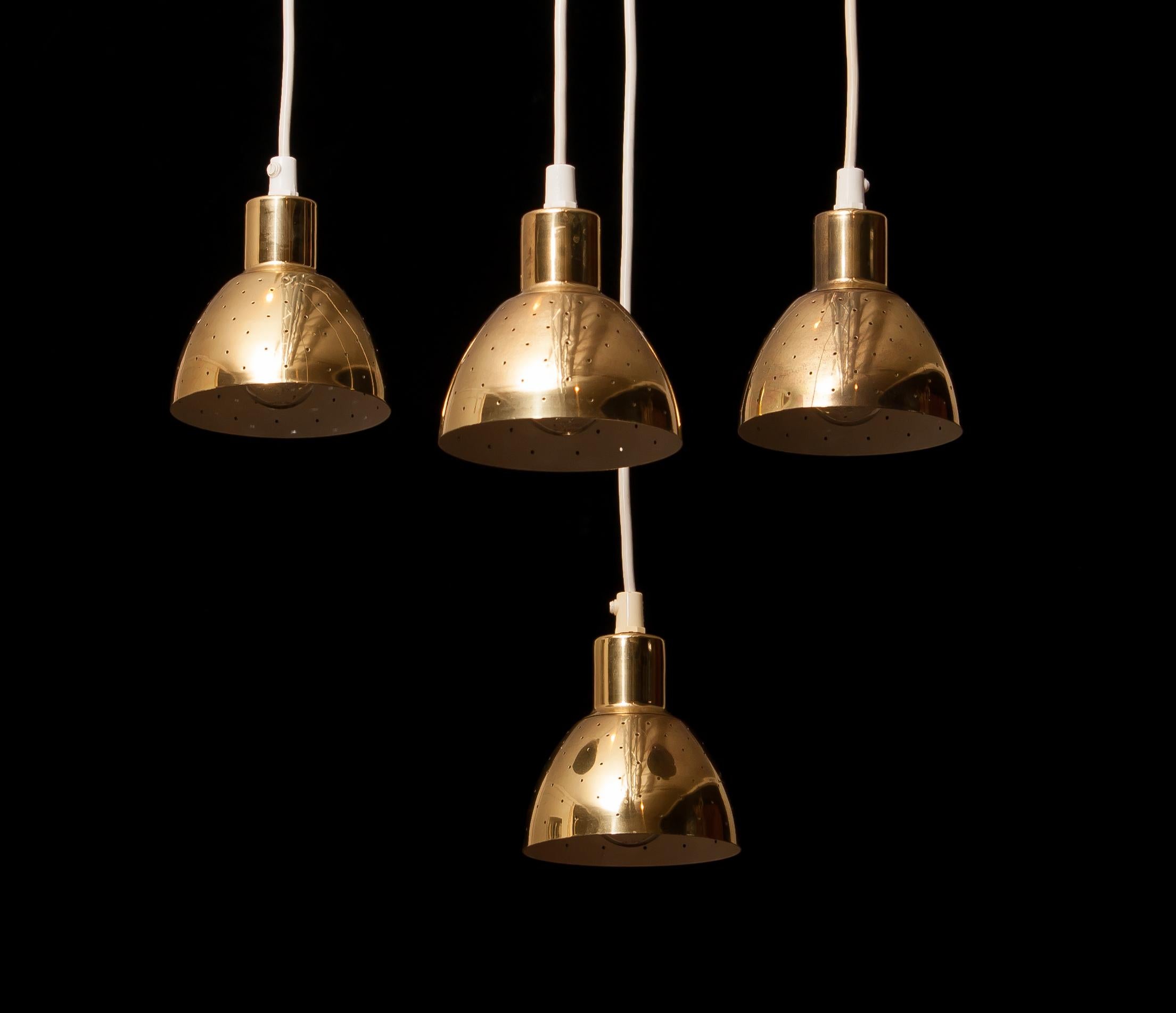 1960s Set of Four Brass Pendants by Hans-Agne Jakobsson for Markaryd, Sweden 4