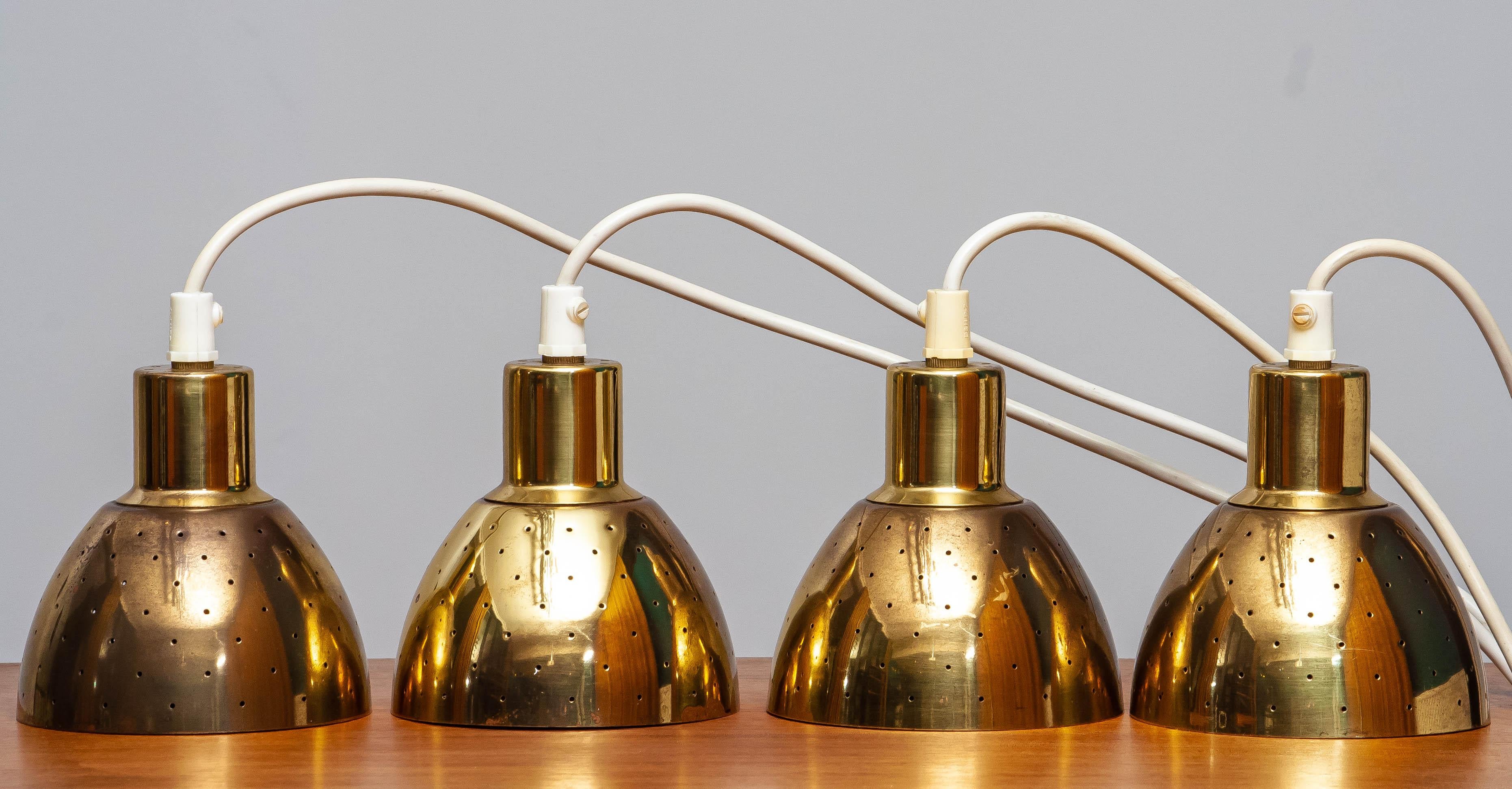 1960s Set of Four Brass Pendants by Hans-Agne Jakobsson for Markaryd, Sweden 5