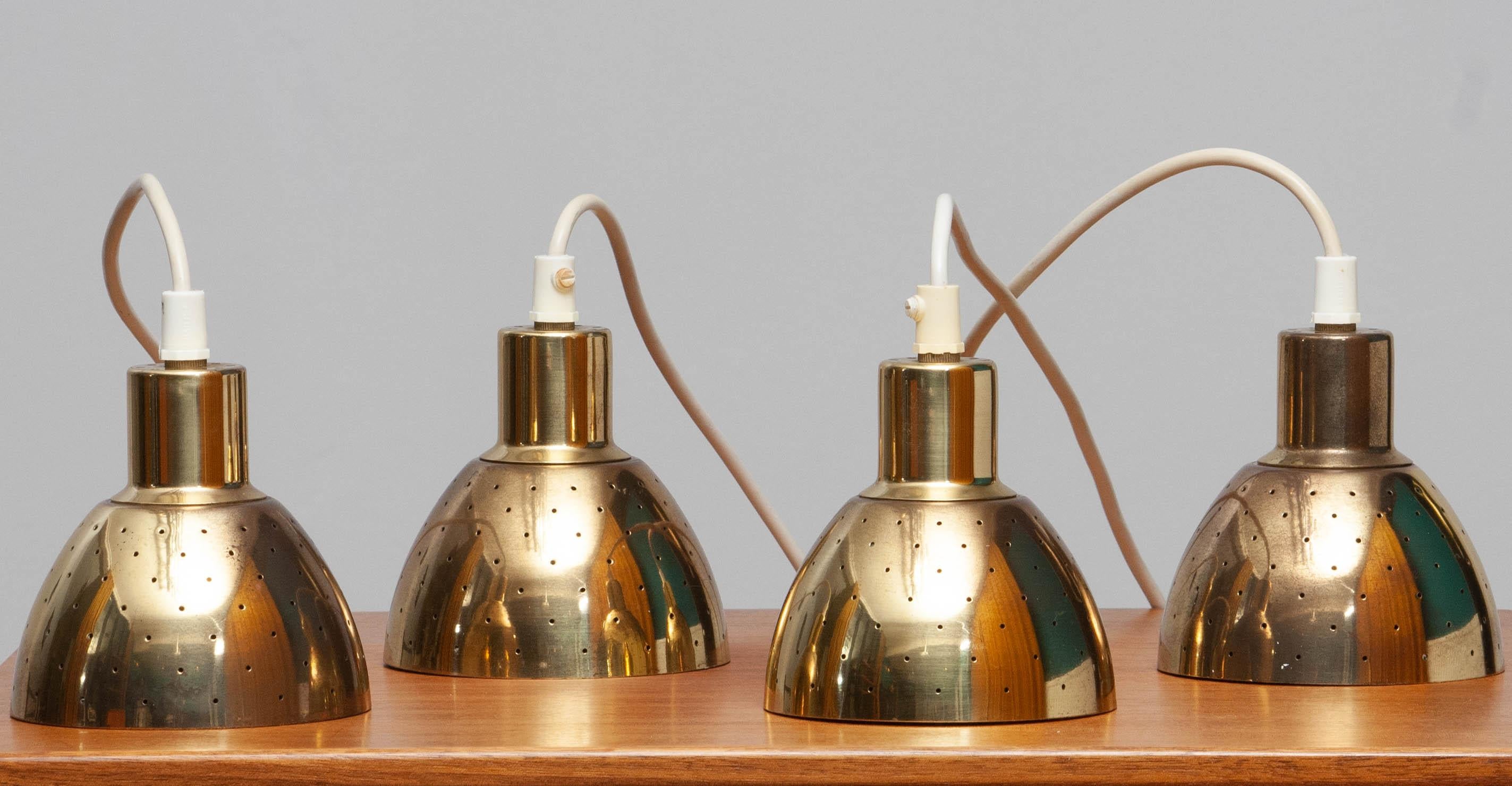 1960s Set of Four Brass Pendants by Hans-Agne Jakobsson for Markaryd, Sweden 6