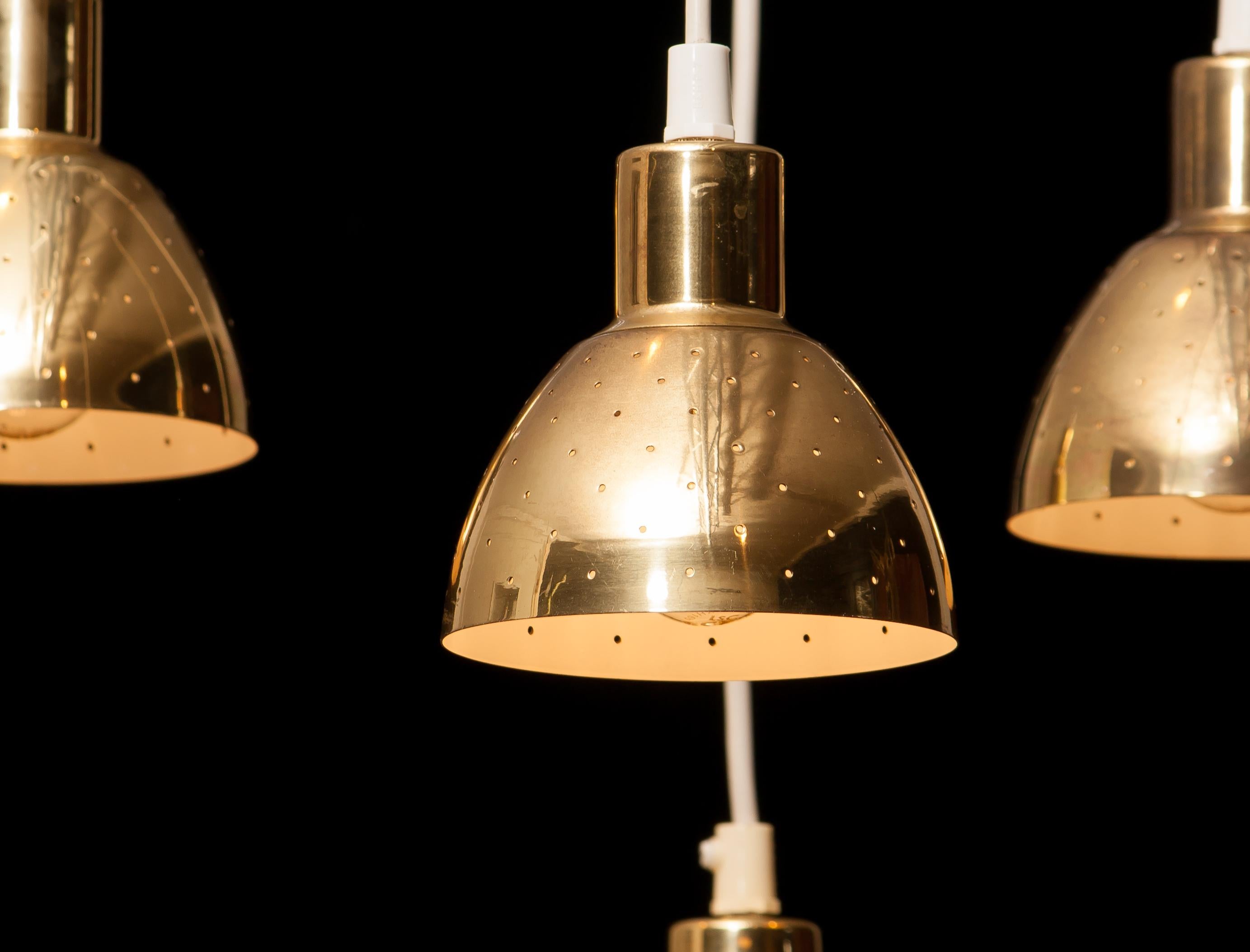 Swedish 1960s Set of Four Brass Pendants by Hans-Agne Jakobsson for Markaryd, Sweden