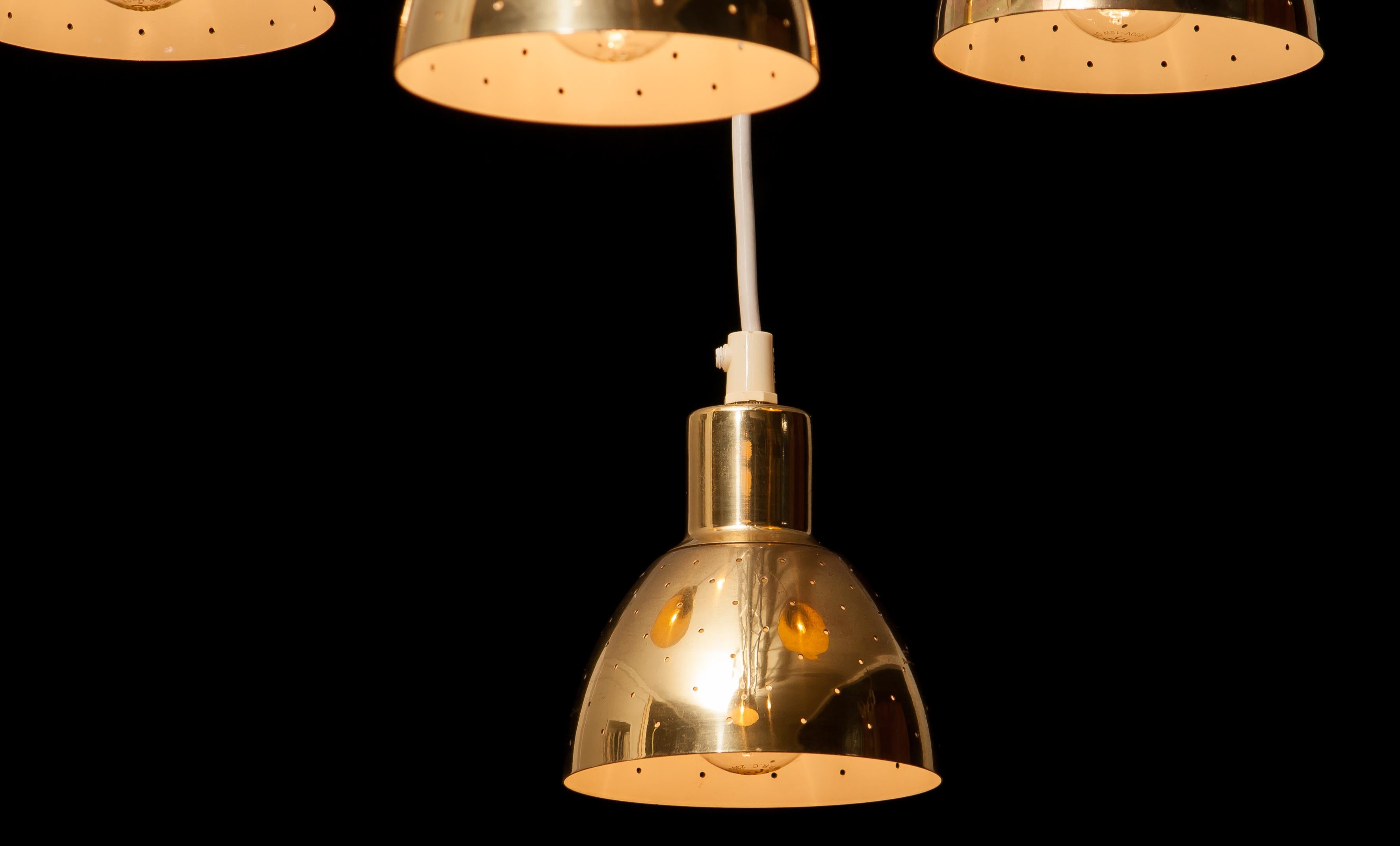 Mid-20th Century 1960s Set of Four Brass Pendants by Hans-Agne Jakobsson for Markaryd, Sweden
