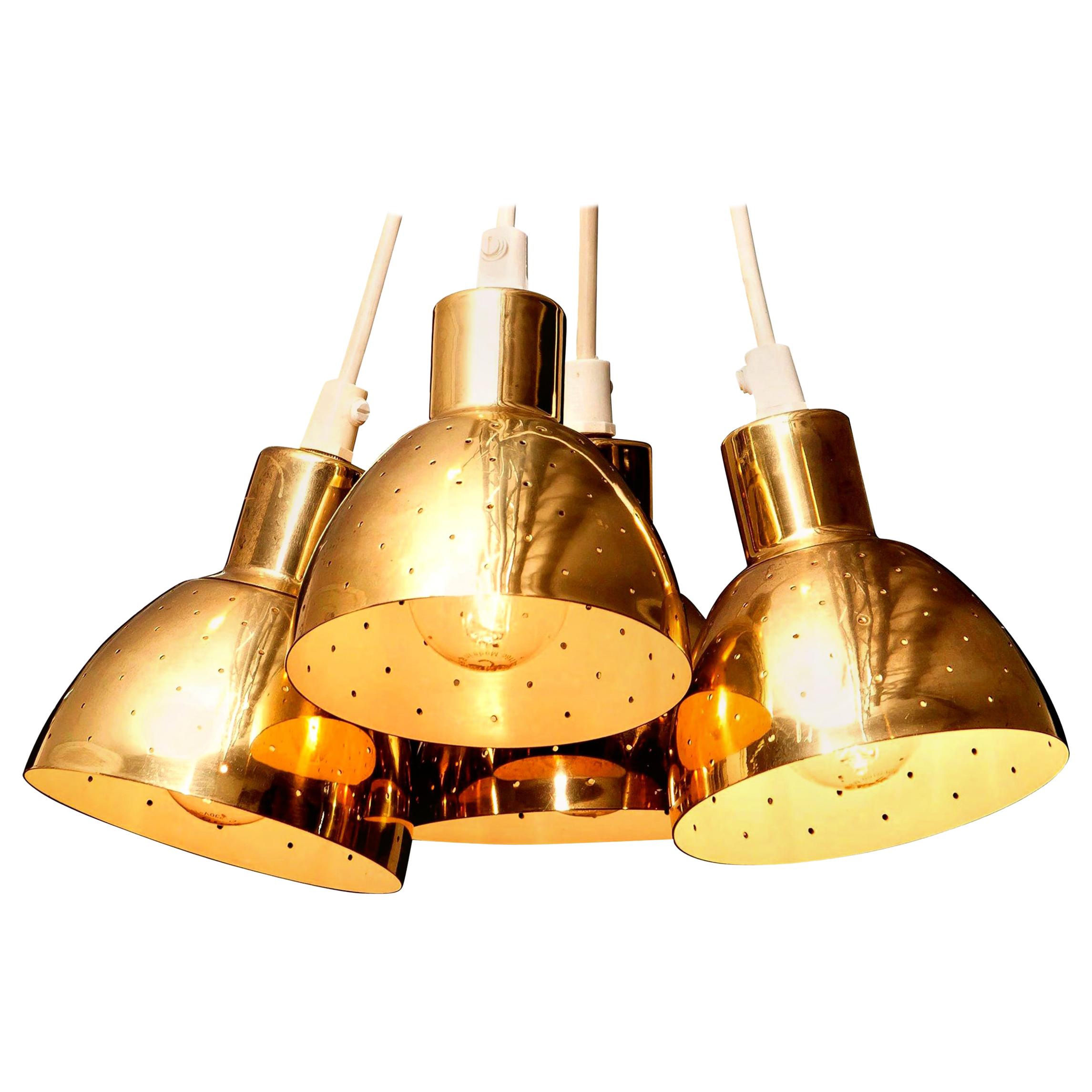 1960s Set of Four Brass Pendants by Hans-Agne Jakobsson for Markaryd, Sweden