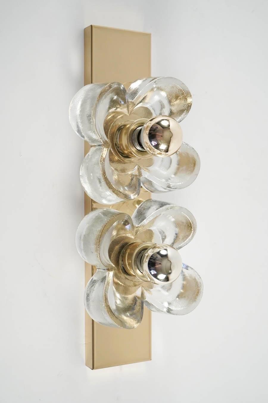 Italian 1960s  Set of Four Brass Sconces by J.T Kalmar for Mazzega
