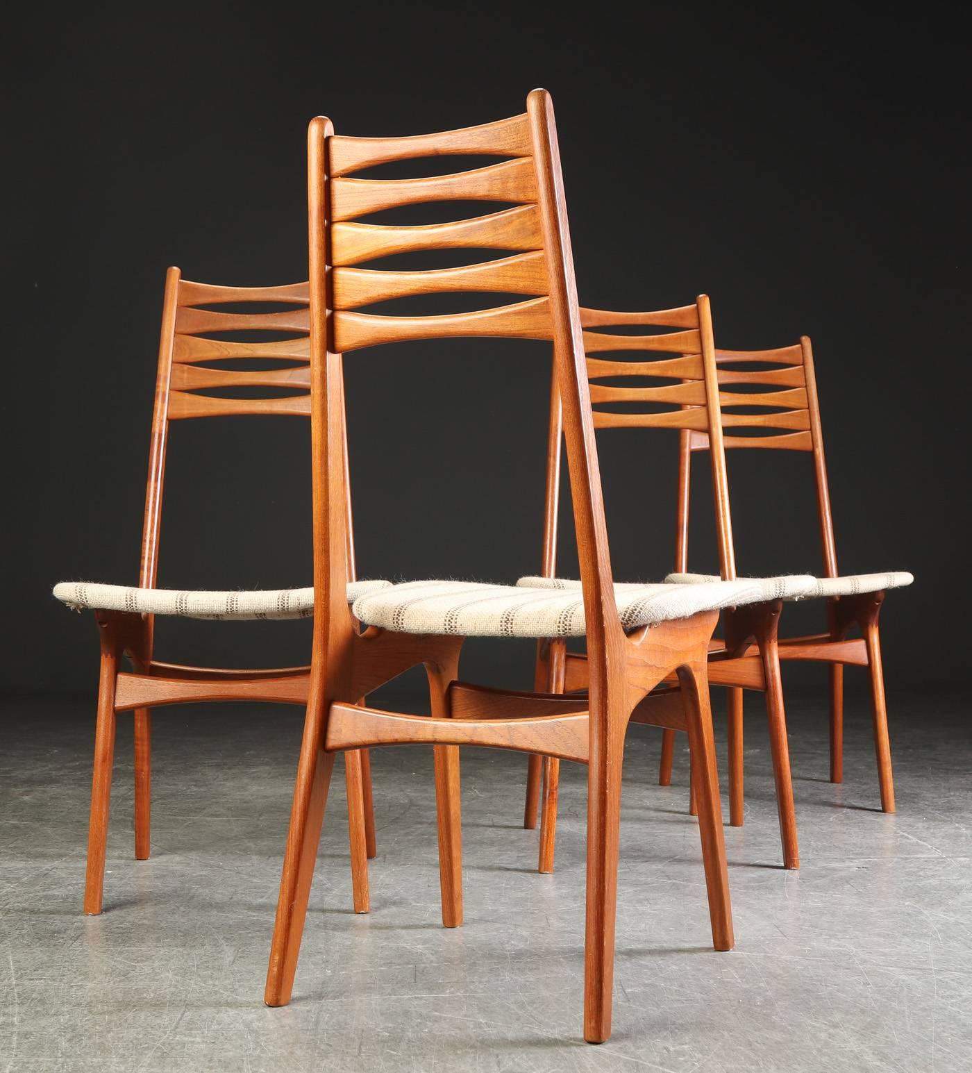 Scandinavian Modern 1960s Set of Four Danish Niels Moller Teak Dining Chairs by Bolting Stolefabrik