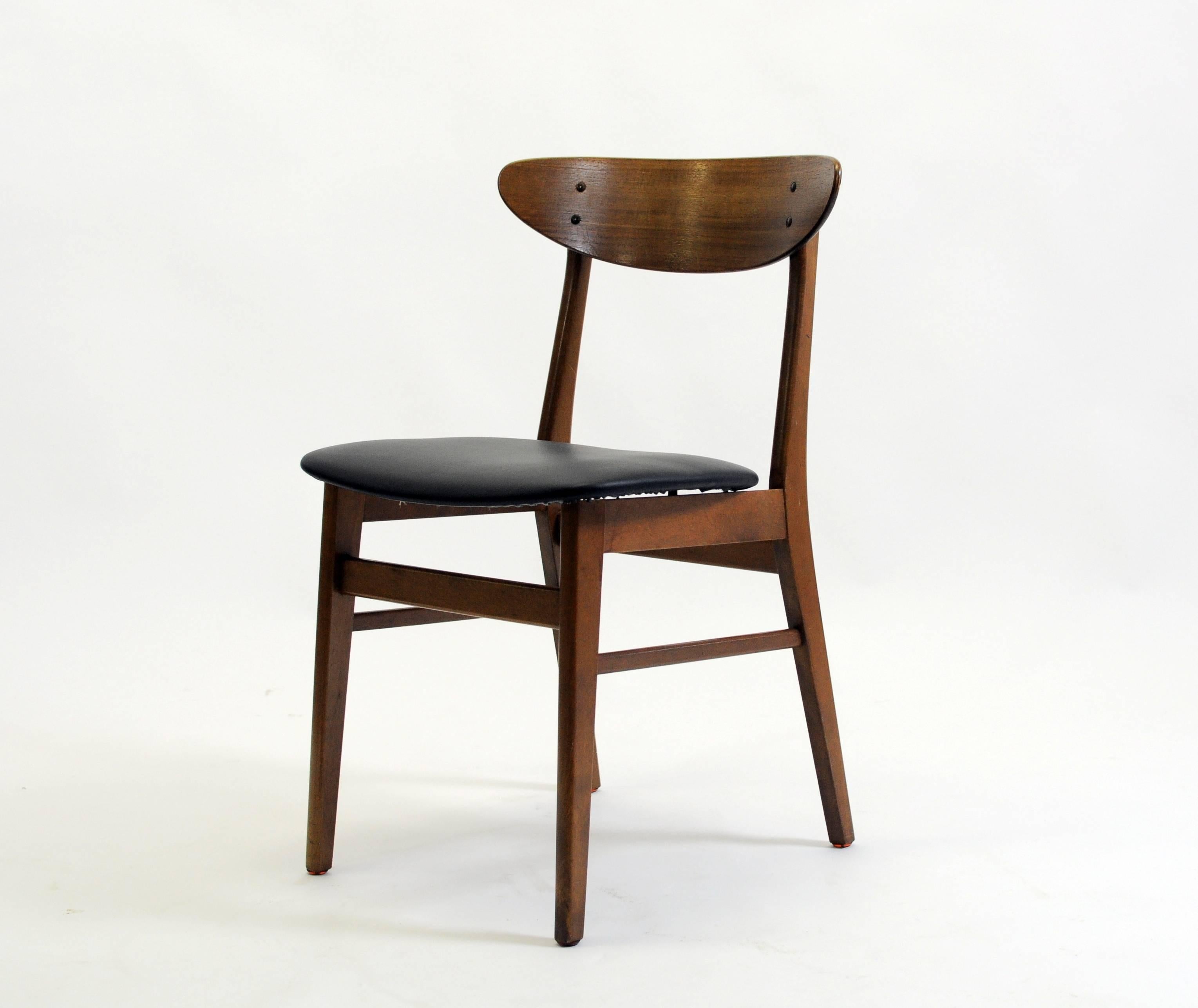 Mid-20th Century 1960s Set of Four Danish Th. Harlev Dining Chairs in Teak and Beech by Farstrup For Sale