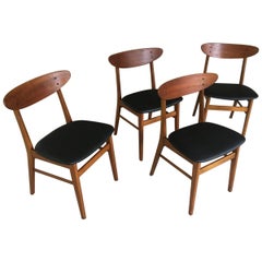 1960s Set of Four Danish Th. Harlev Dining Chairs in Teak and Beech by Farstrup