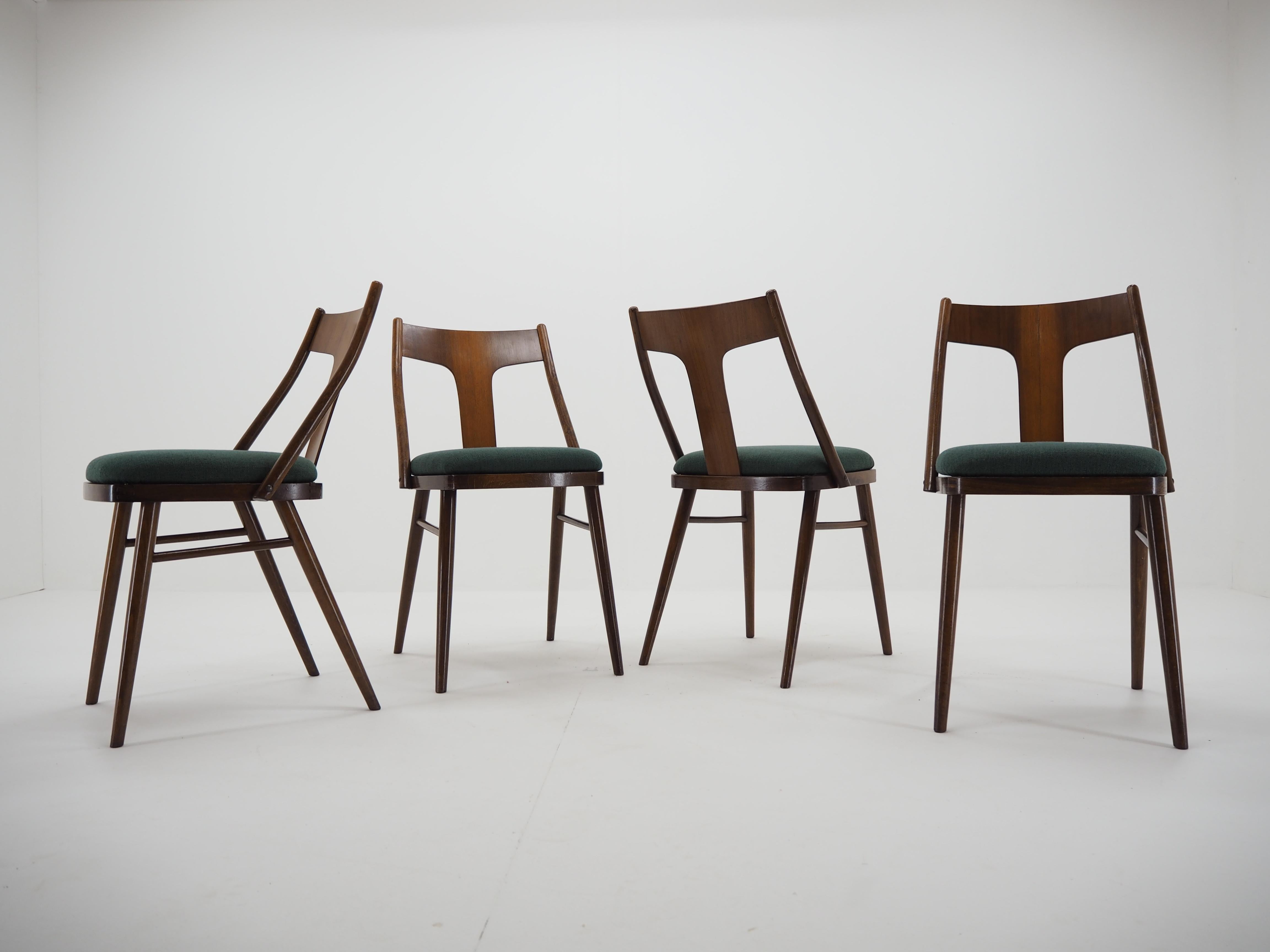 1960s Set of Four Dining Chairs, Czechoslovakia For Sale 6