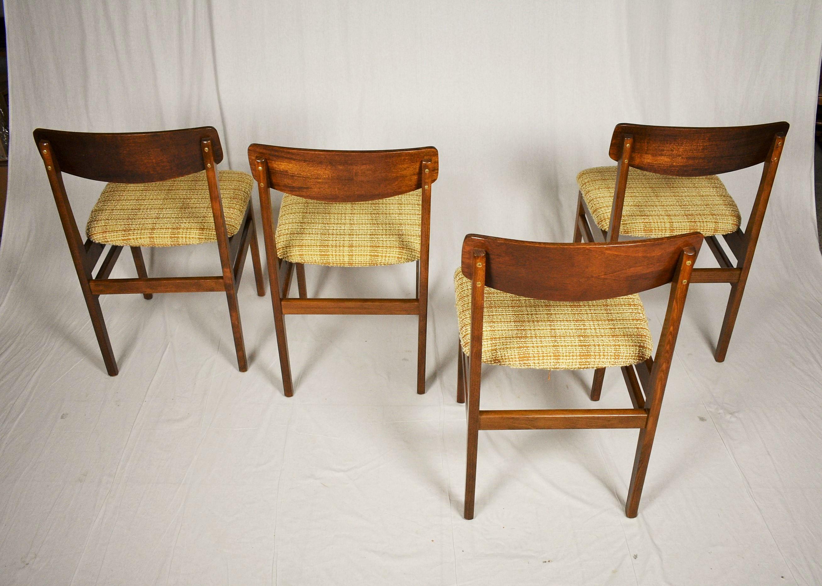 Wood 1960s Set of Four Dining Chairs, Czechoslovakia For Sale