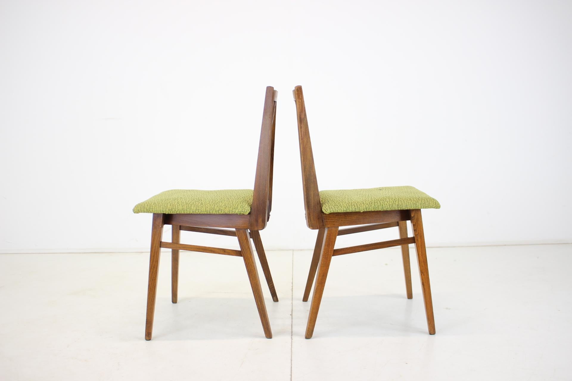 Fabric 1960s Set of Four Dining Chairs, Czechoslovakia For Sale