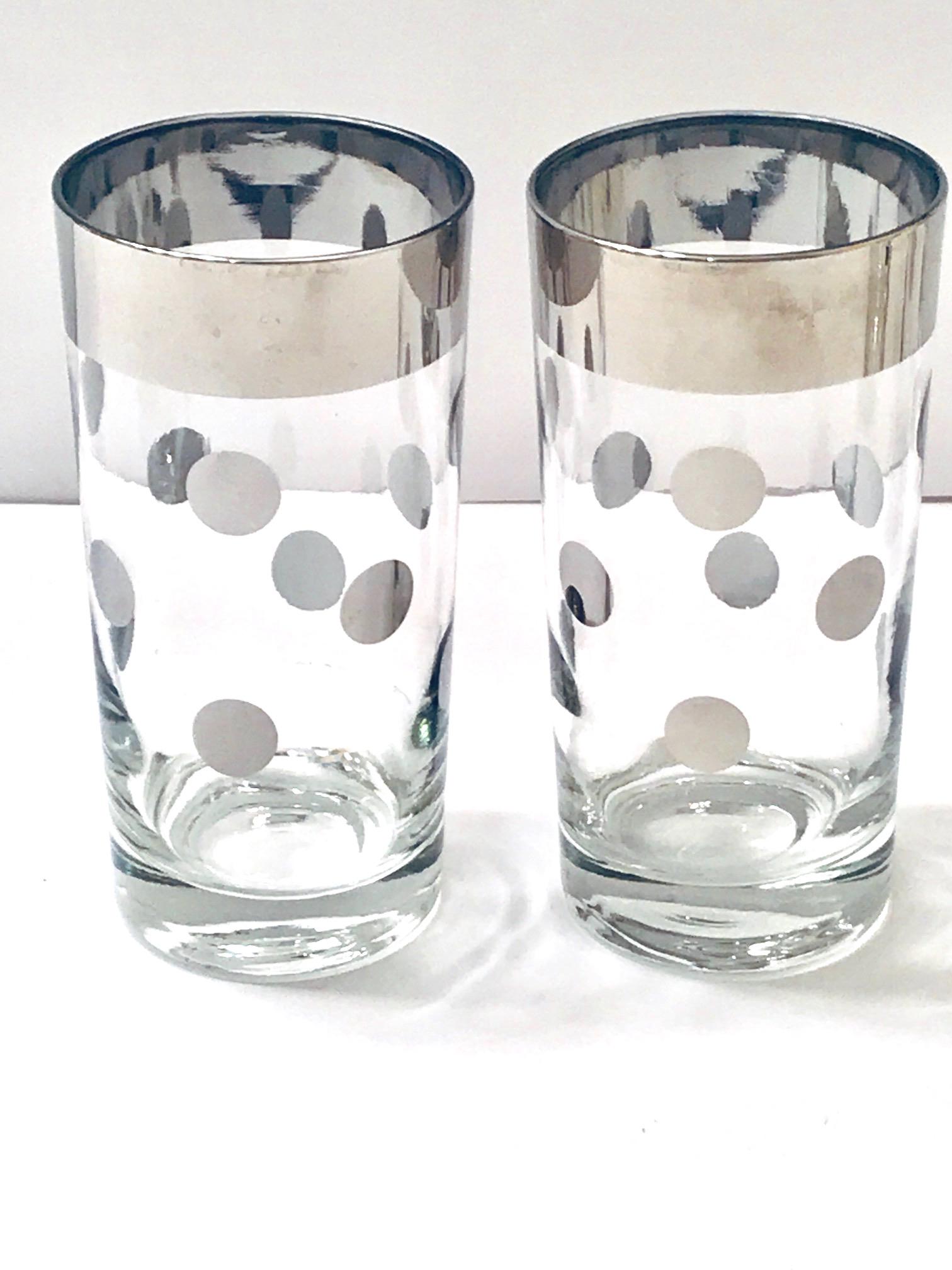 Mid-20th Century 1960s Set of Four Dorothy Thorpe Barware Glasses with Polka Dot Design