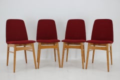 Ensemble de quatre chaises à manger en orme des années 1960, Tchécoslovaquie