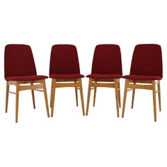 1960s Set of Four Elm Dining Chairs, Czechoslovakia