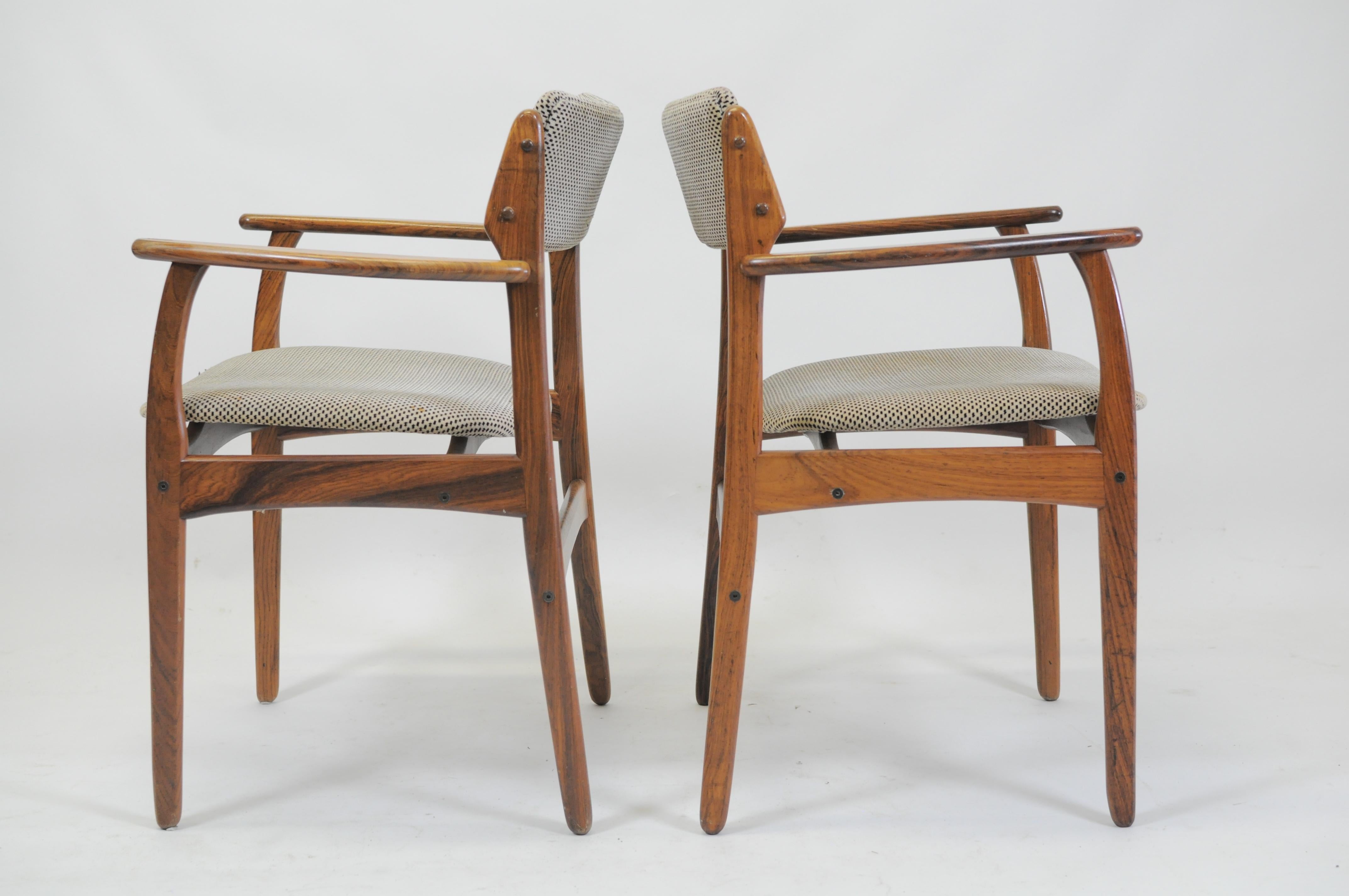 Satz von vier Erik Buch Modell 50 Sesseln aus Palisanderholz - Inc. Neupolsterung, 1960er Jahre im Angebot 2