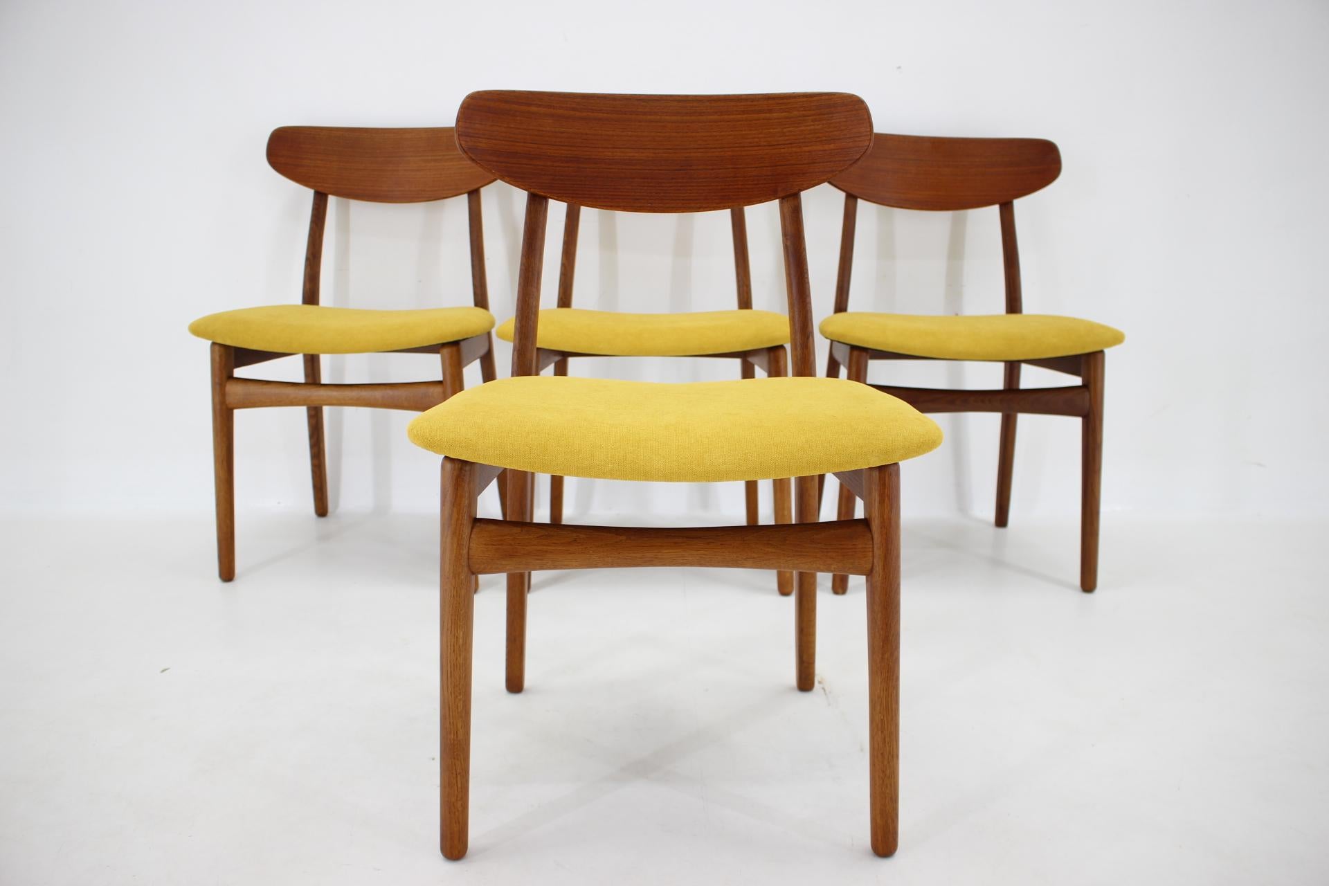 1960s Set of Four Henning Kjærnulf Teak Dining Chairs for Bruno Hansen, Denmark  6