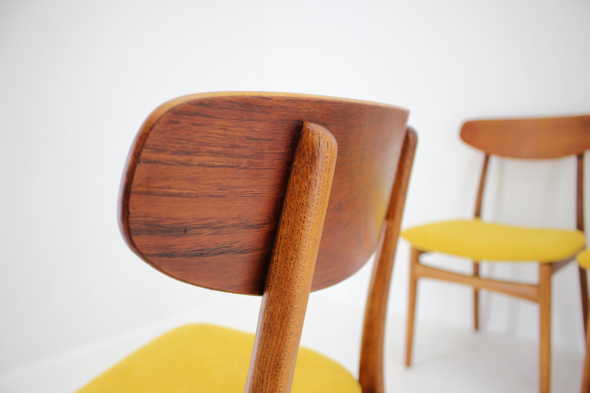1960s Set of Four Henning Kjærnulf Teak Dining Chairs for Bruno Hansen, Denmark  12
