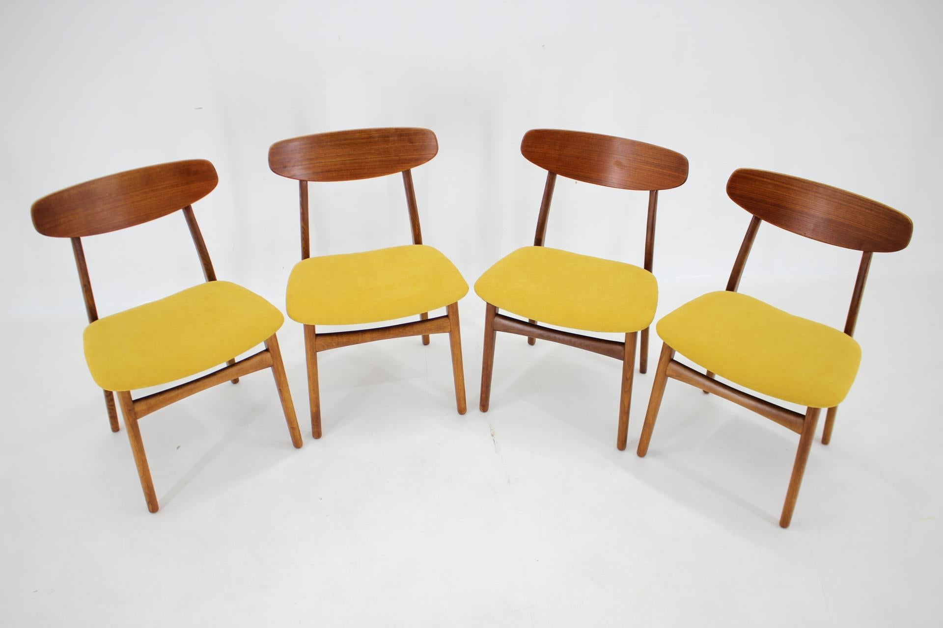 Danish 1960s Set of Four Henning Kjærnulf Teak Dining Chairs for Bruno Hansen, Denmark 