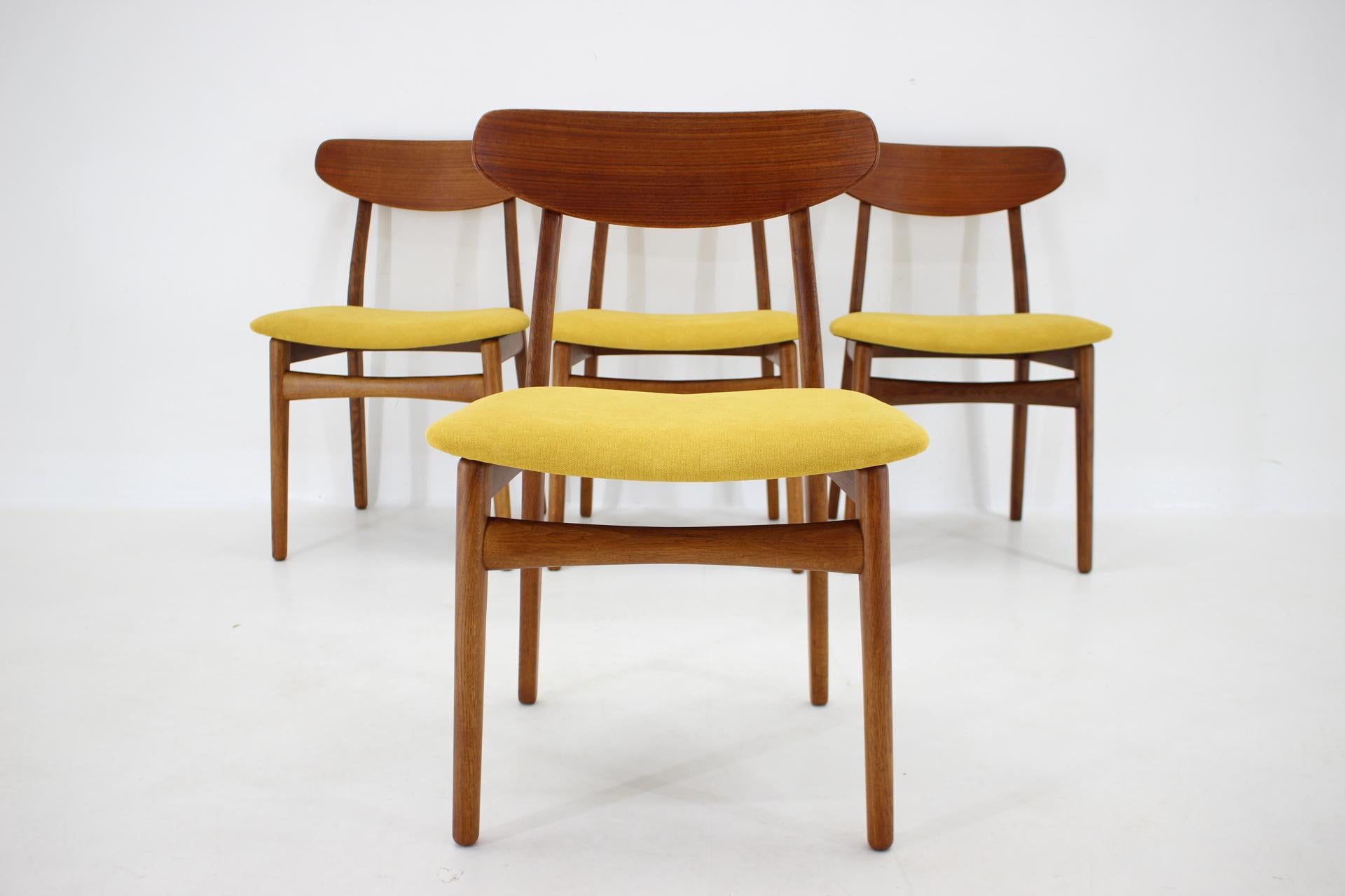 1960s Set of Four Henning Kjærnulf Teak Dining Chairs for Bruno Hansen, Denmark  In Good Condition In Praha, CZ