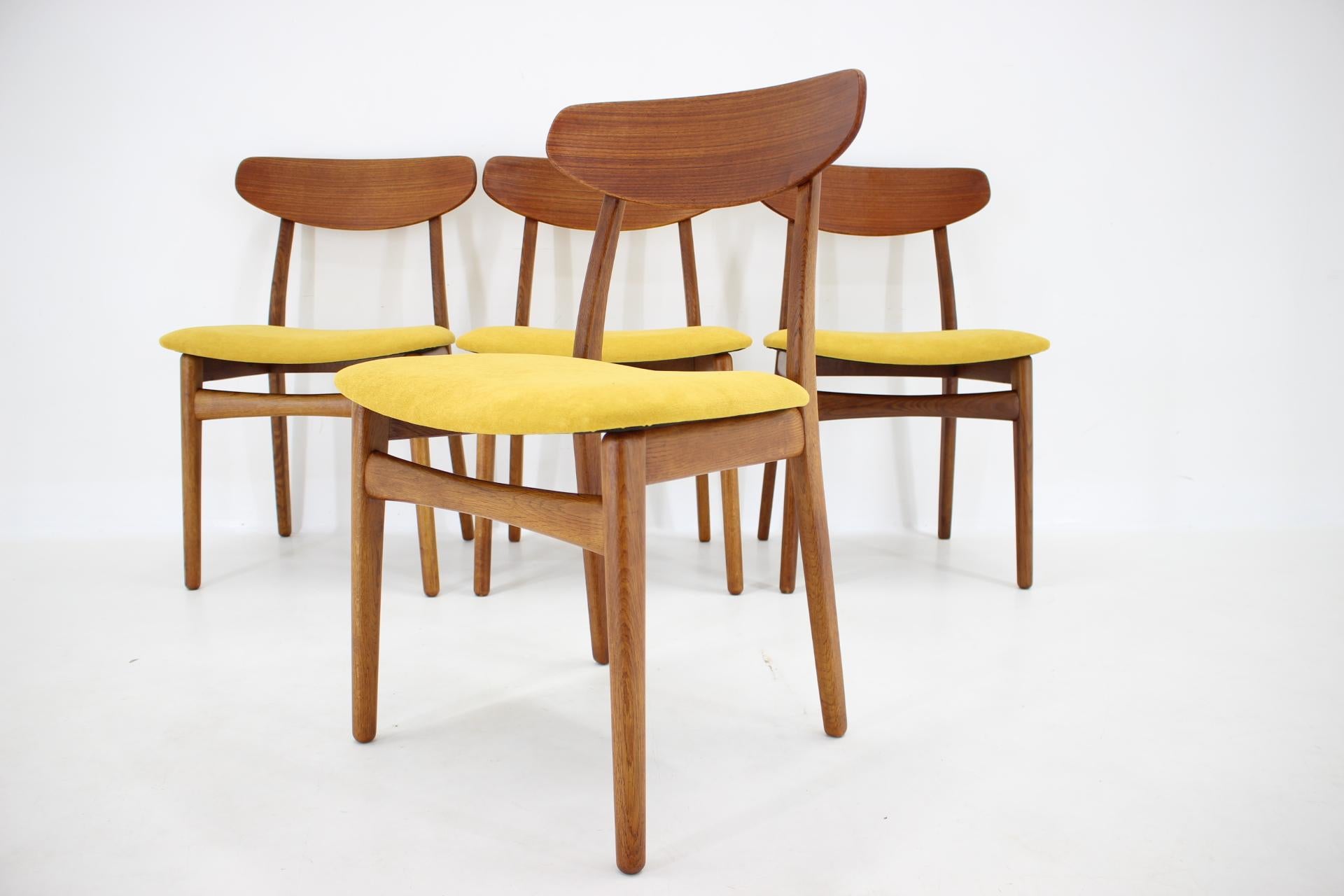 Mid-20th Century 1960s Set of Four Henning Kjærnulf Teak Dining Chairs for Bruno Hansen, Denmark 