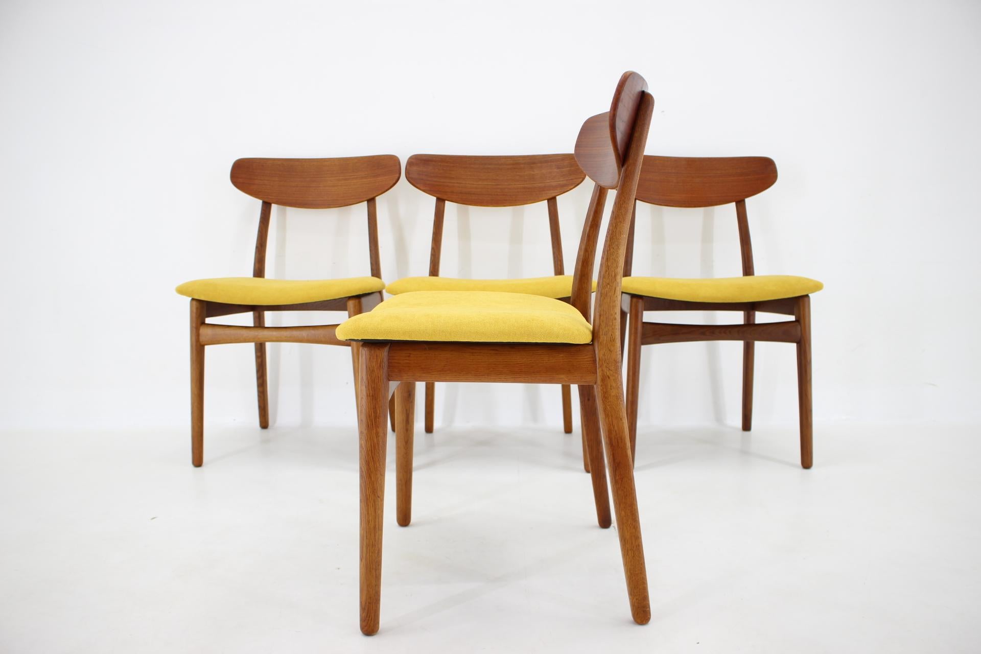 Wood 1960s Set of Four Henning Kjærnulf Teak Dining Chairs for Bruno Hansen, Denmark 