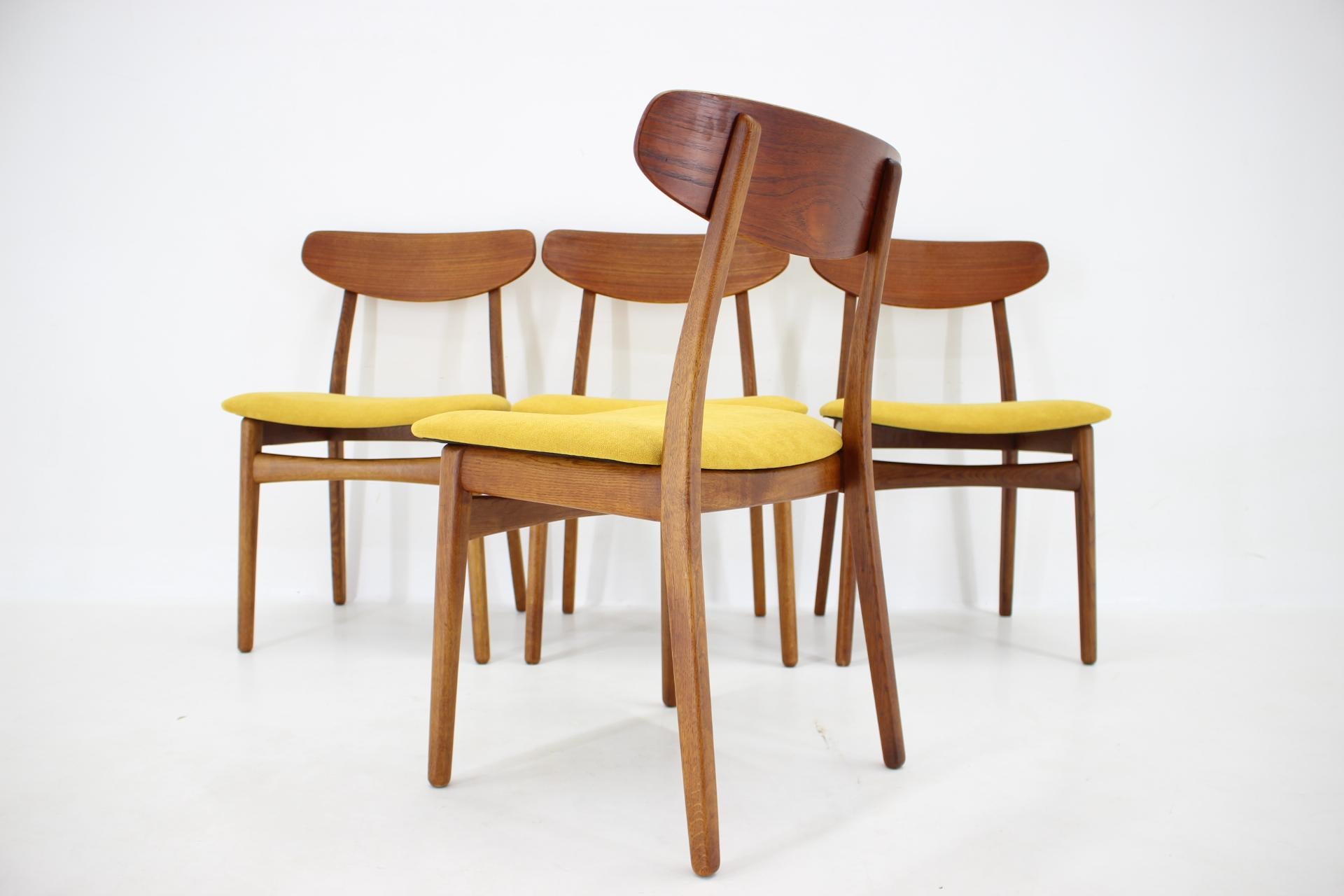 1960s Set of Four Henning Kjærnulf Teak Dining Chairs for Bruno Hansen, Denmark  1