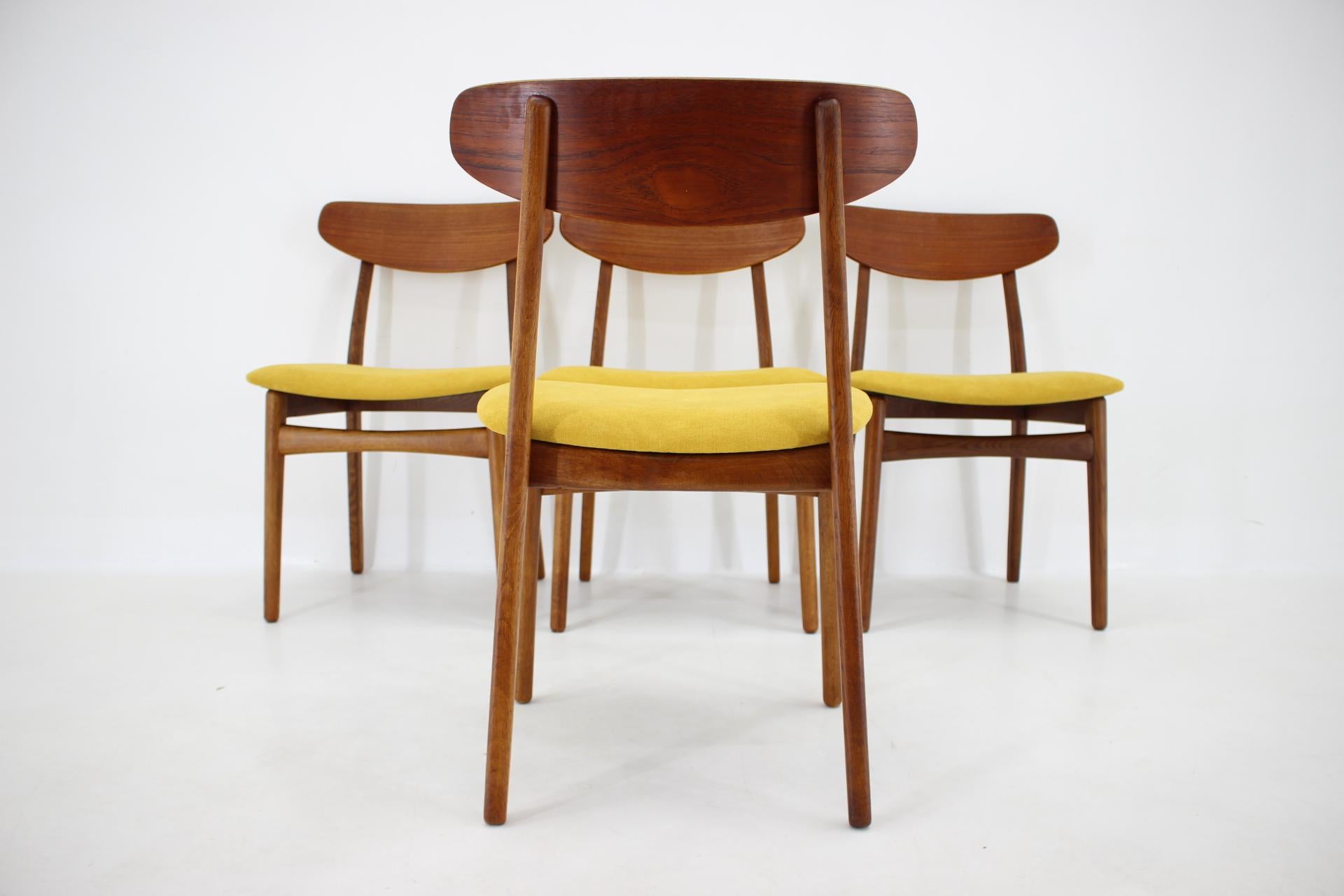 1960s Set of Four Henning Kjærnulf Teak Dining Chairs for Bruno Hansen, Denmark  2