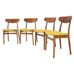 1960s Set of Four Henning Kjærnulf Teak Dining Chairs for Bruno Hansen, Denmark 