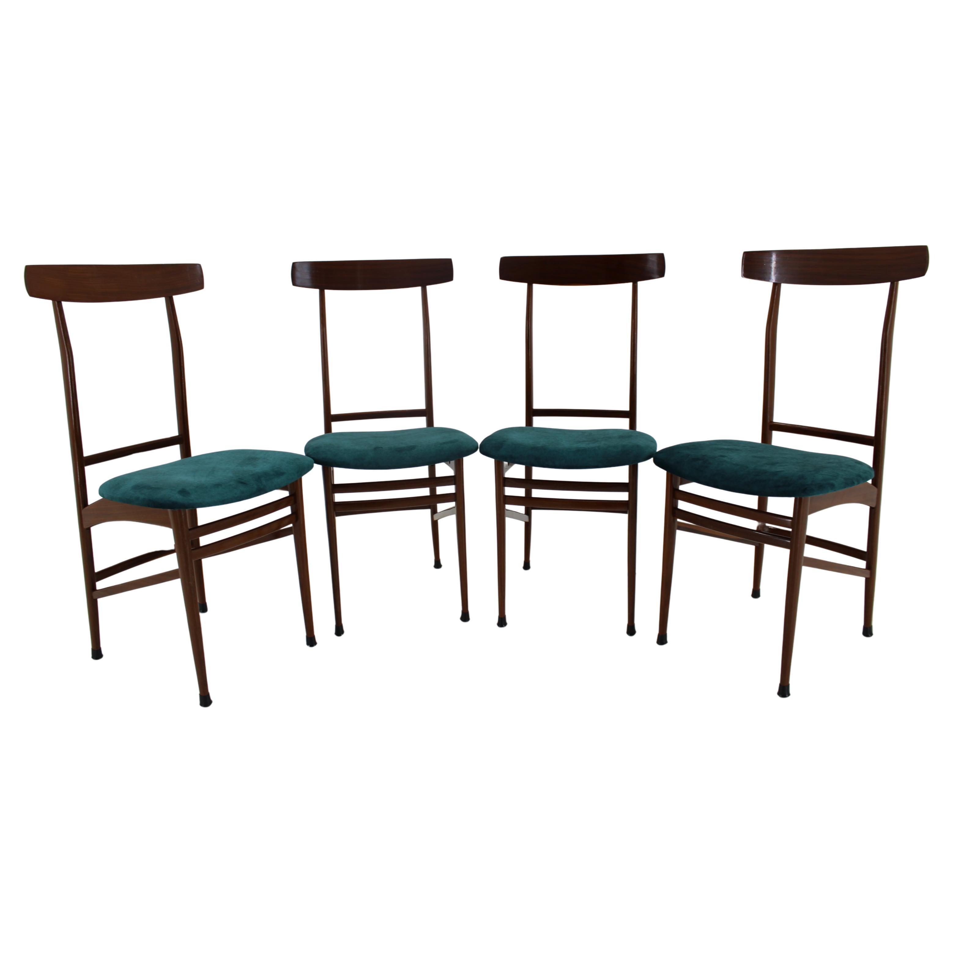 1960s Set Of Four Mahogany Dining Chairs, Italy