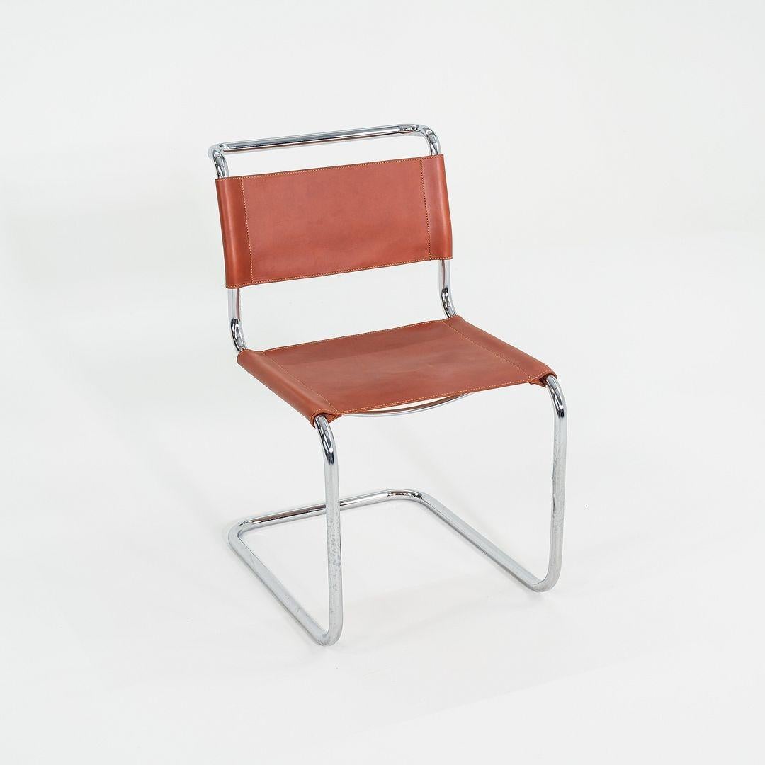 Ensemble de quatre chaises de salle à manger Marcel Breuer pour Knoll des années 1960 en cuir de châtaignier neuf en vente 3