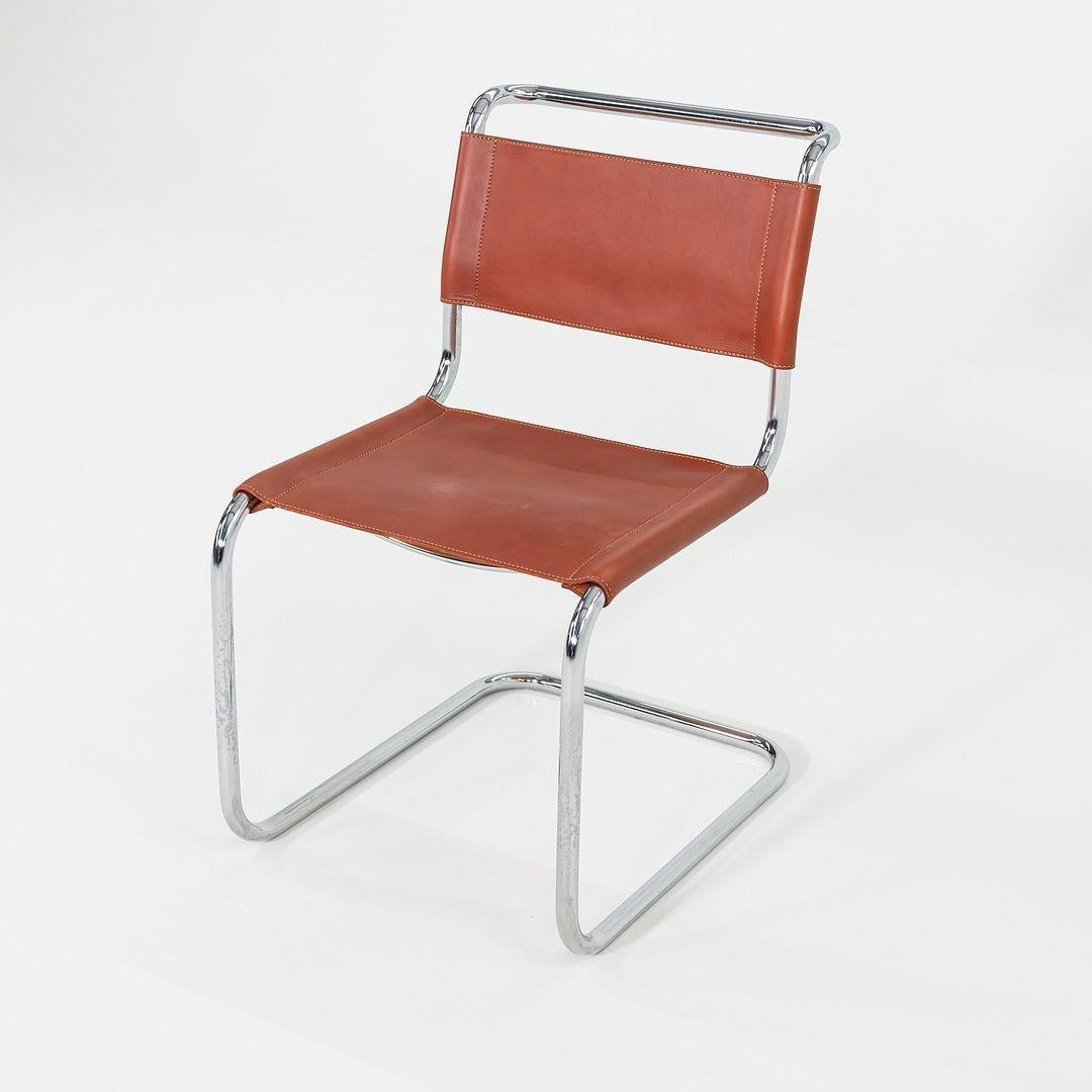 Ensemble de quatre chaises de salle à manger Marcel Breuer pour Knoll des années 1960 en cuir de châtaignier neuf en vente 4