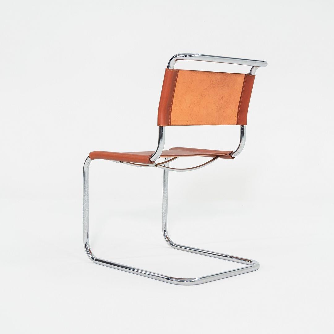 Américain Ensemble de quatre chaises de salle à manger Marcel Breuer pour Knoll des années 1960 en cuir de châtaignier neuf en vente