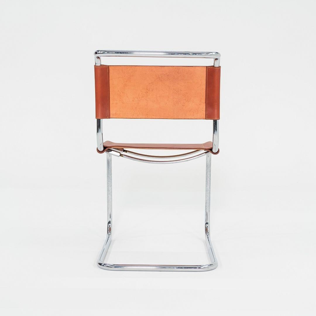 Acier Ensemble de quatre chaises de salle à manger Marcel Breuer pour Knoll des années 1960 en cuir de châtaignier neuf en vente