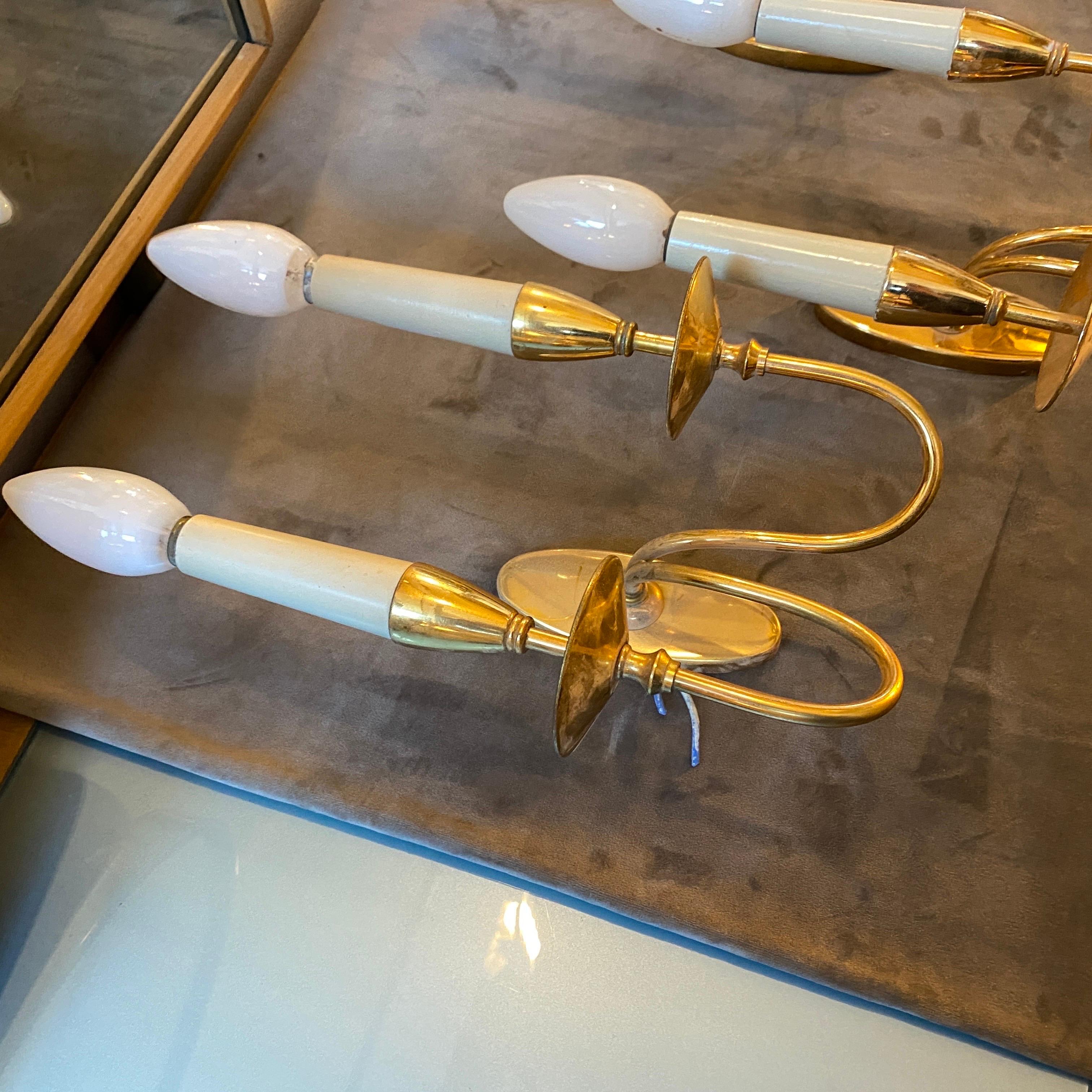 1960s Set of Four Mid-Century Modern Elegant Wall Sconces by Bruno Chiarini In Good Condition In Aci Castello, IT