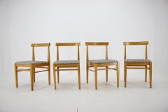 Ensemble de quatre chaises de salle à manger minimalistes des années 1960, Tchécoslovaquie