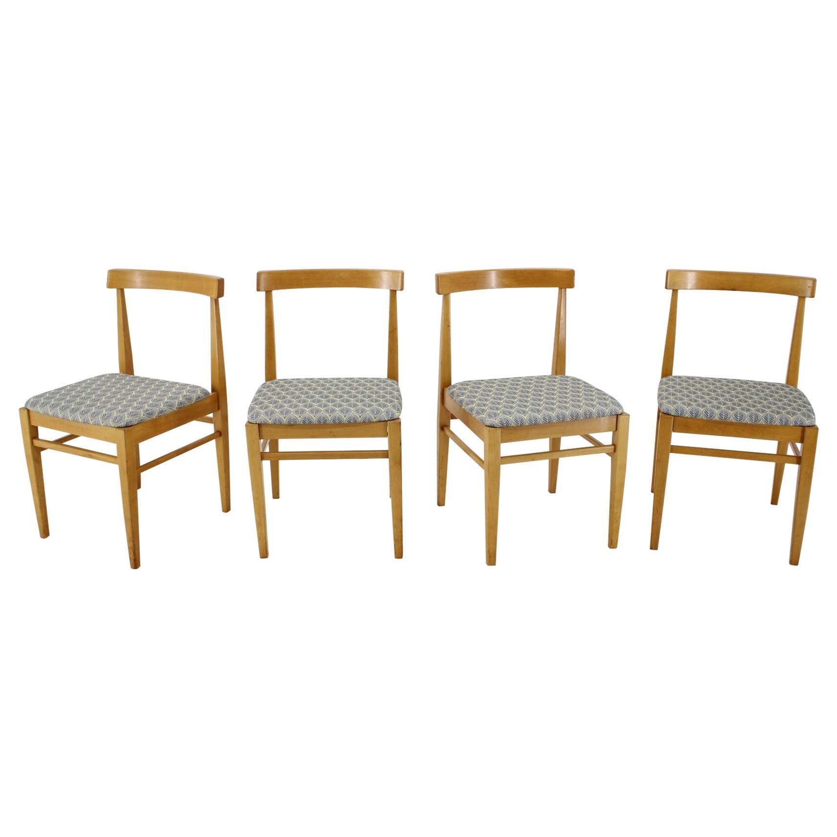 1960s Set of Four Minimalist Dining Chairs, Czechoslovakia  For Sale